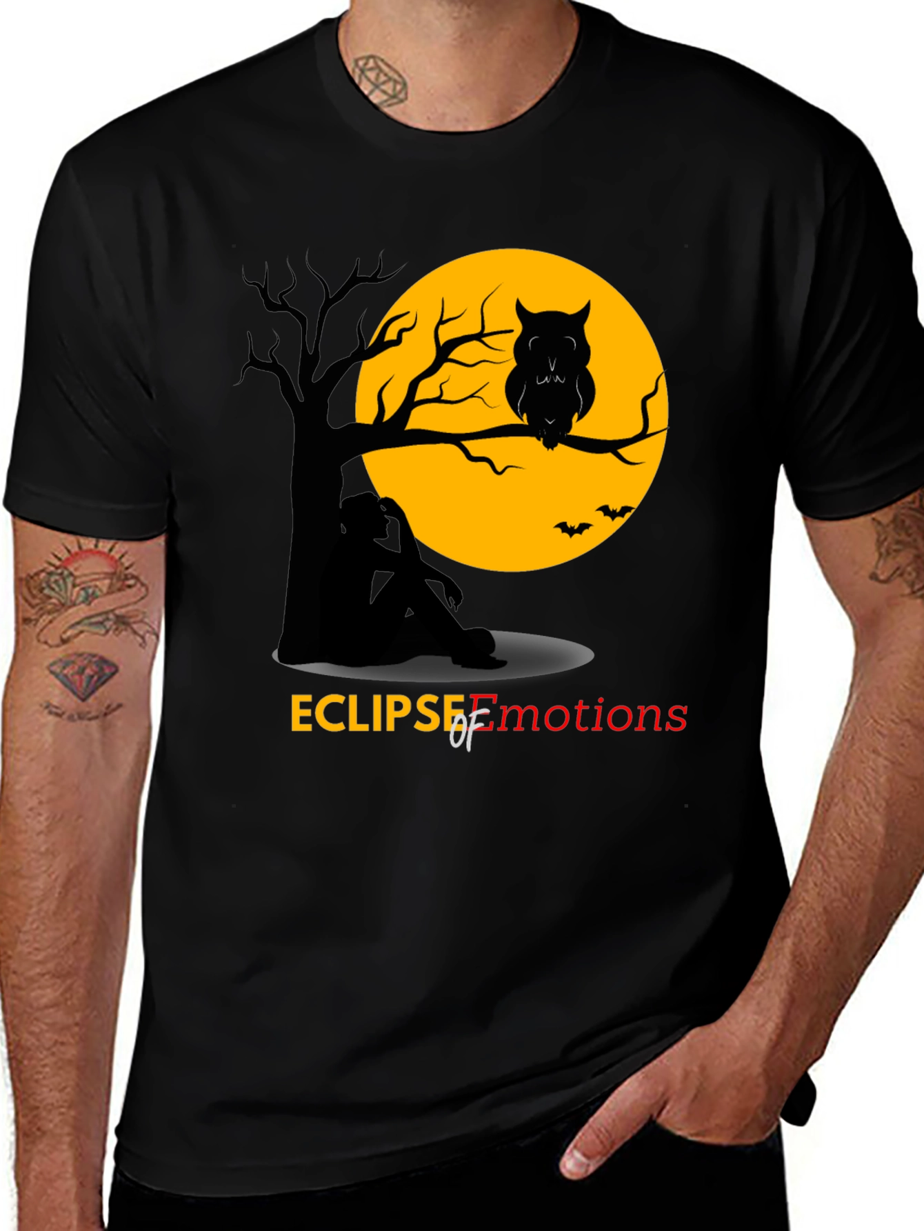 Variant 5 of Eclipse of Emotions T-Shirt - Spooky Owl Design