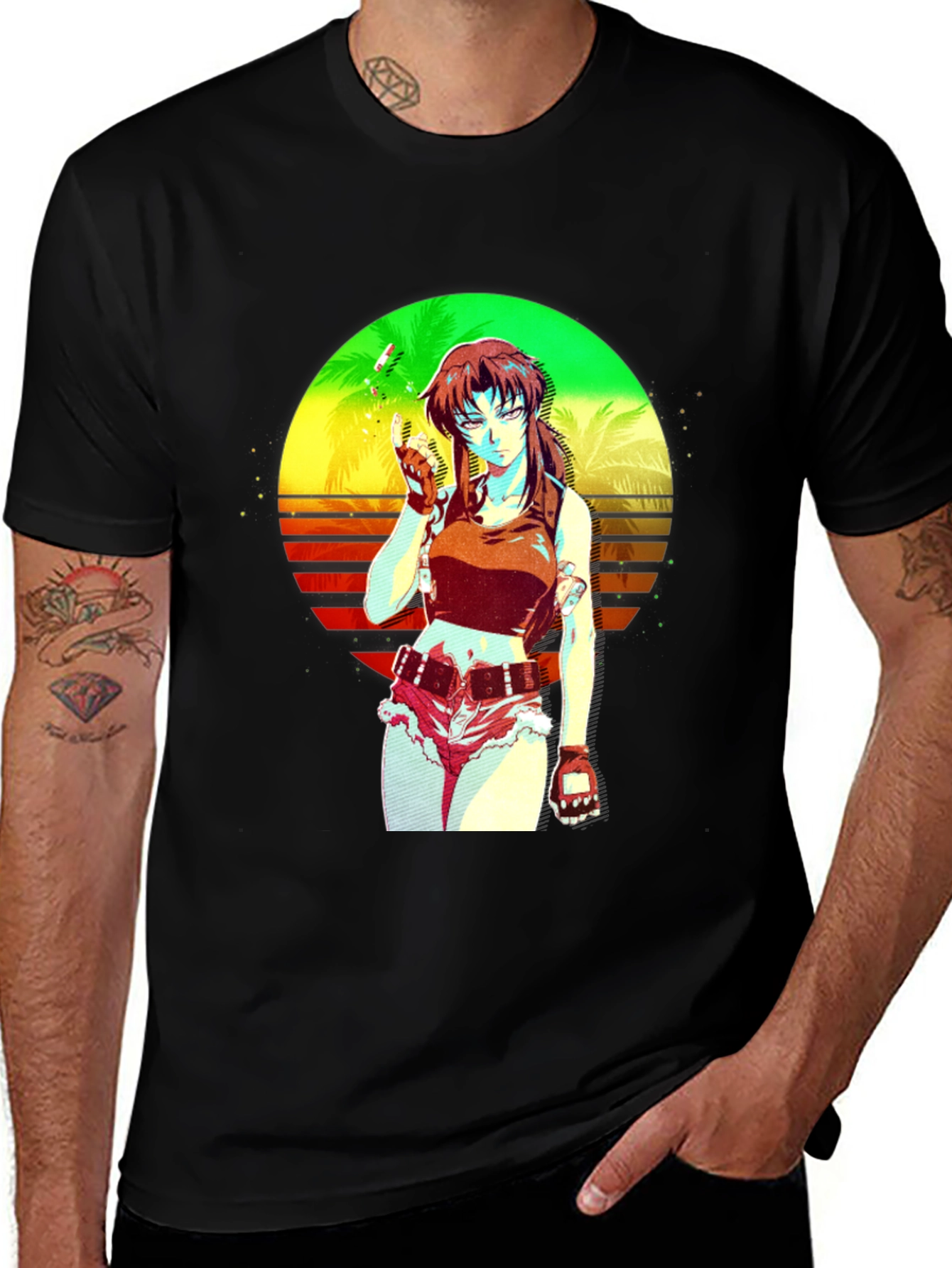 Variant 17 of Retro Anime Girl Graphic Tee - Black