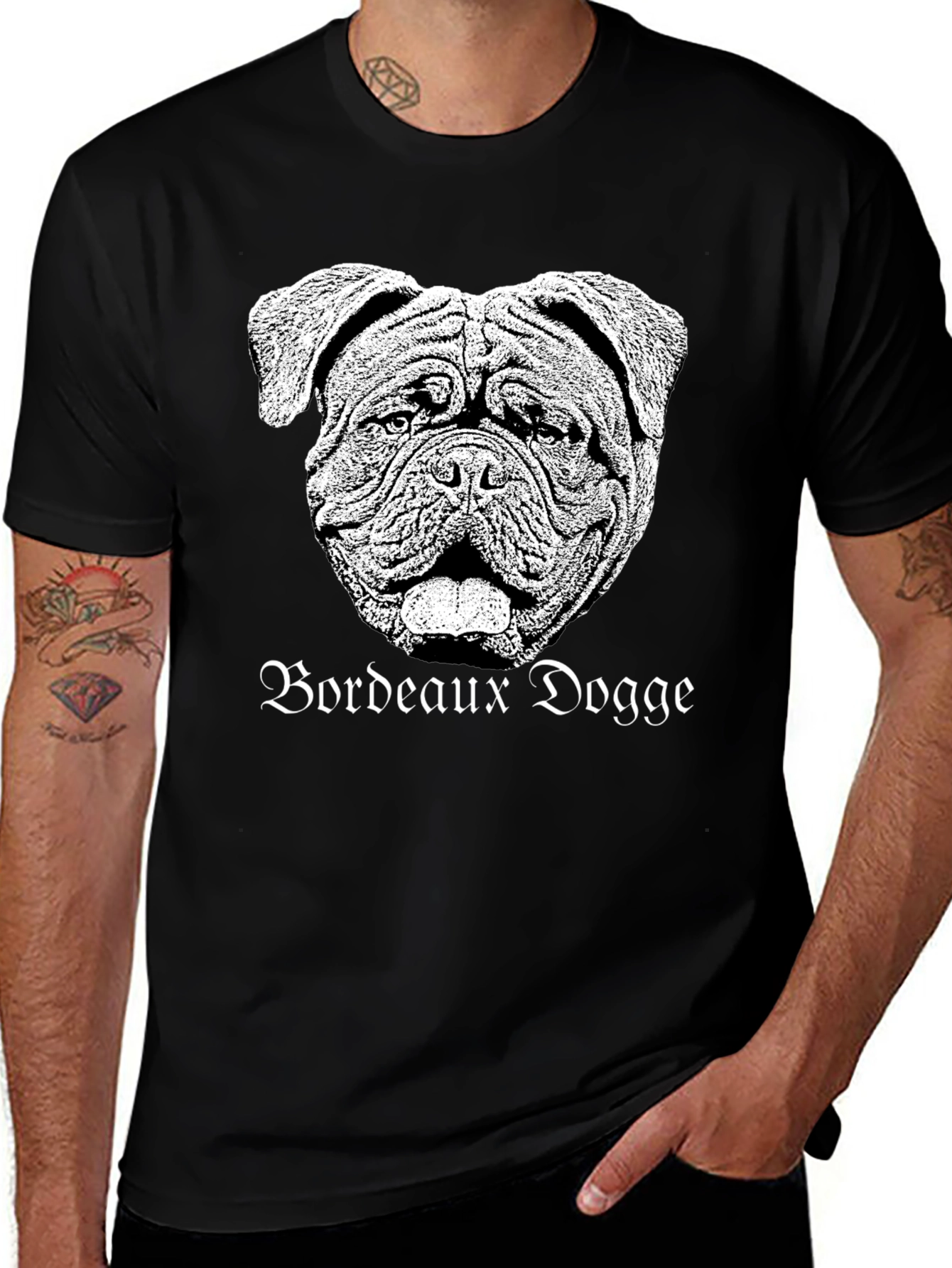 Bordeaux Dogge Graphic Tee - Black Cotton T-Shirt