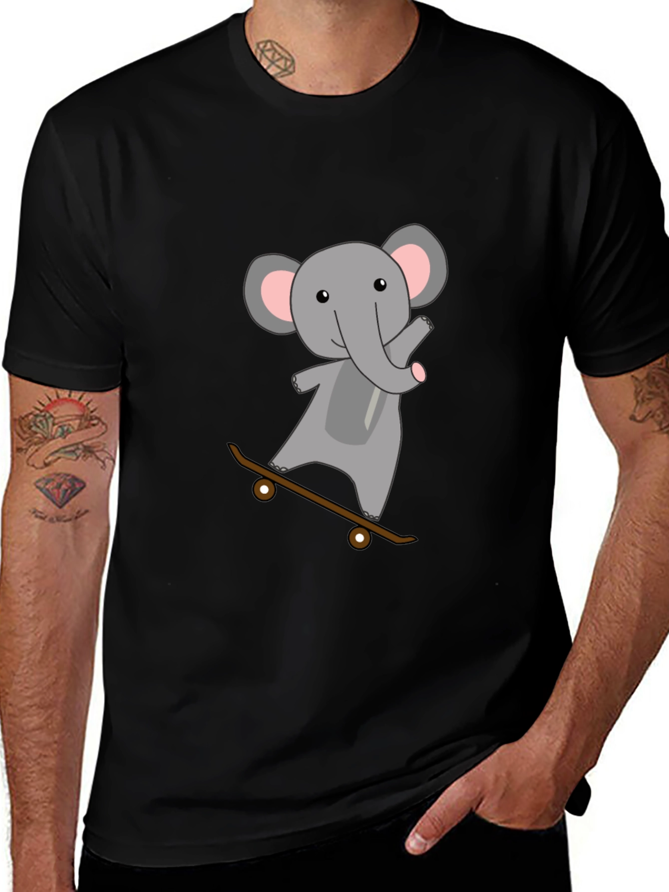 Variant 25 of Elephant Skateboarder Graphic Tee - Cool Casual Style
