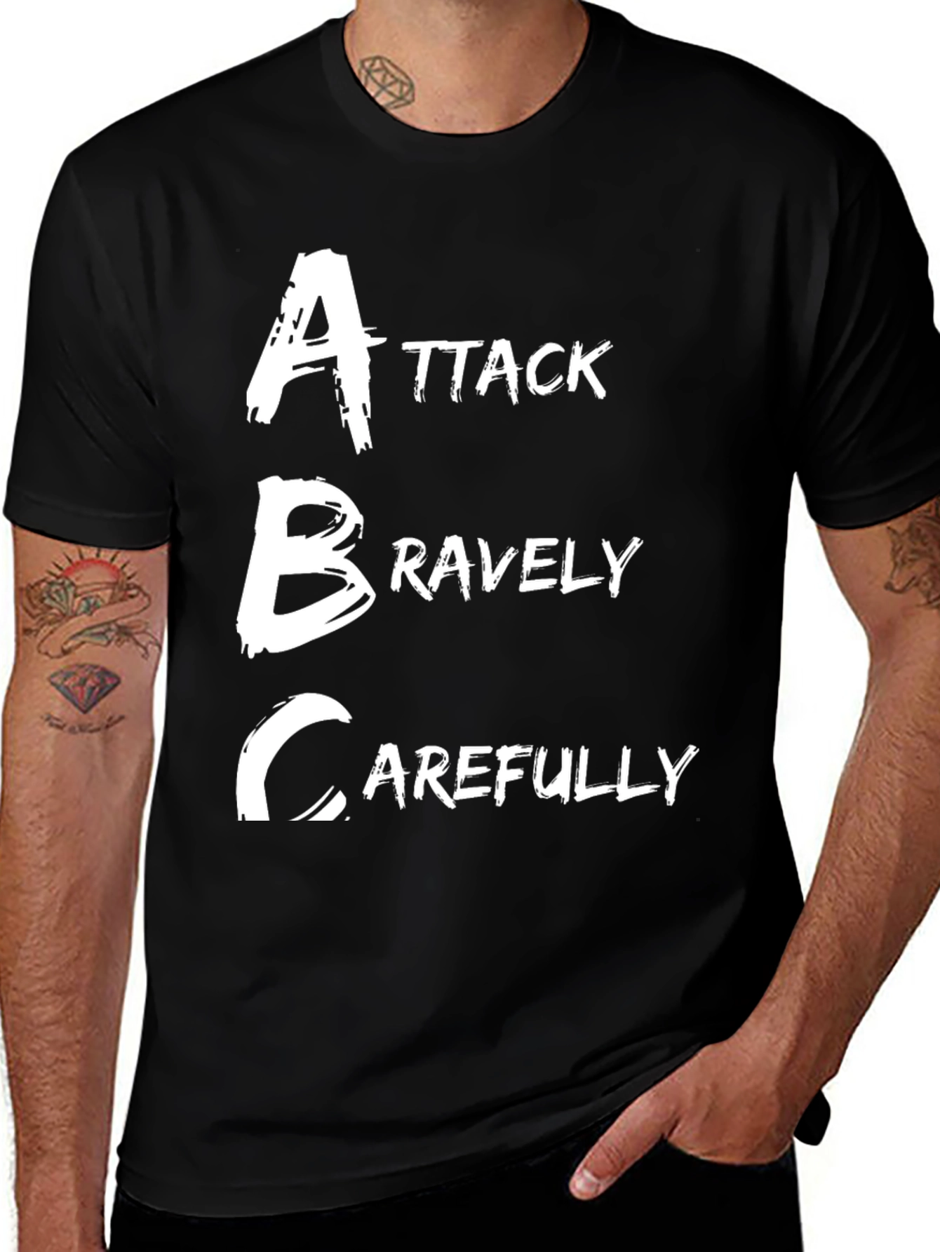 Variant 30 of ABC Attack Bravely Carefully T-Shirt