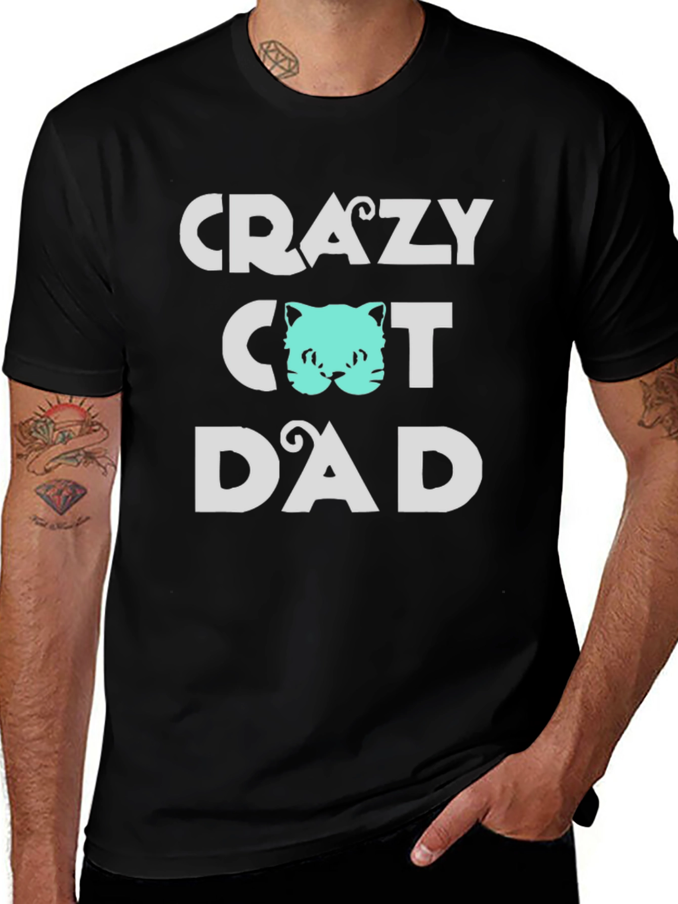 Variant 10 of Crazy Cat Dad Tee - Fun Graphic T-Shirt