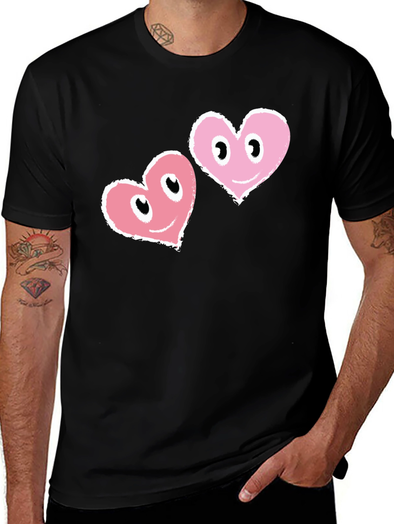 Variant 6 of Heart Eyes Black T-Shirt - Men's Graphic Tee