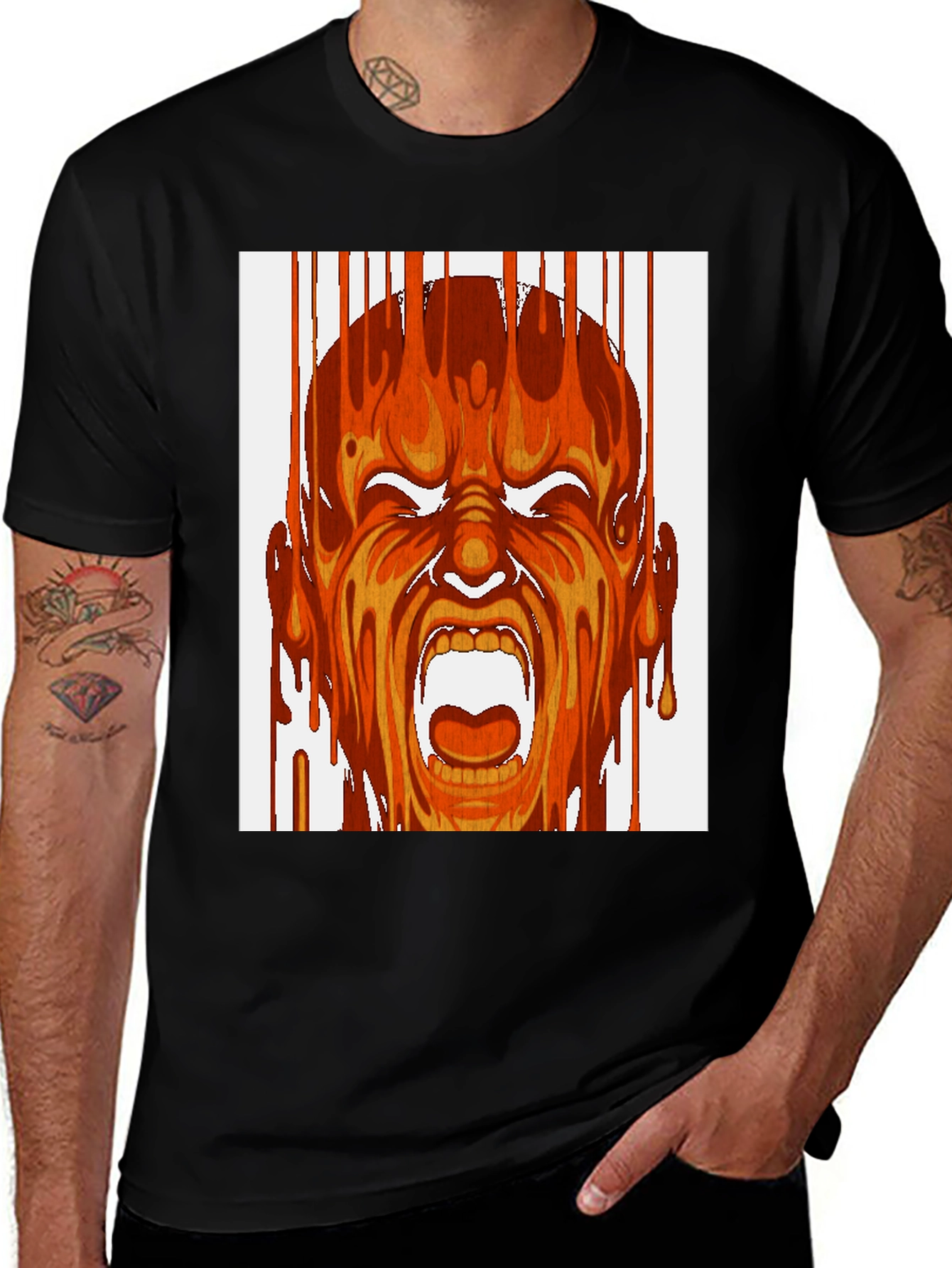 Variant 16 of Fiery Scream Graphic Print Black T-Shirt