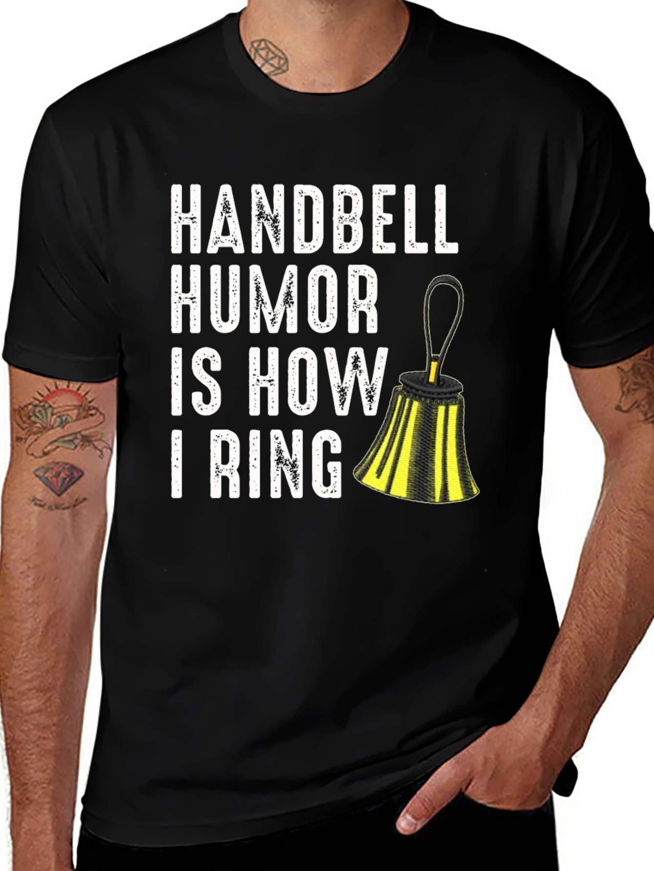 Variant 11 of Handbell Humor T-Shirt - 'I Ring' Design