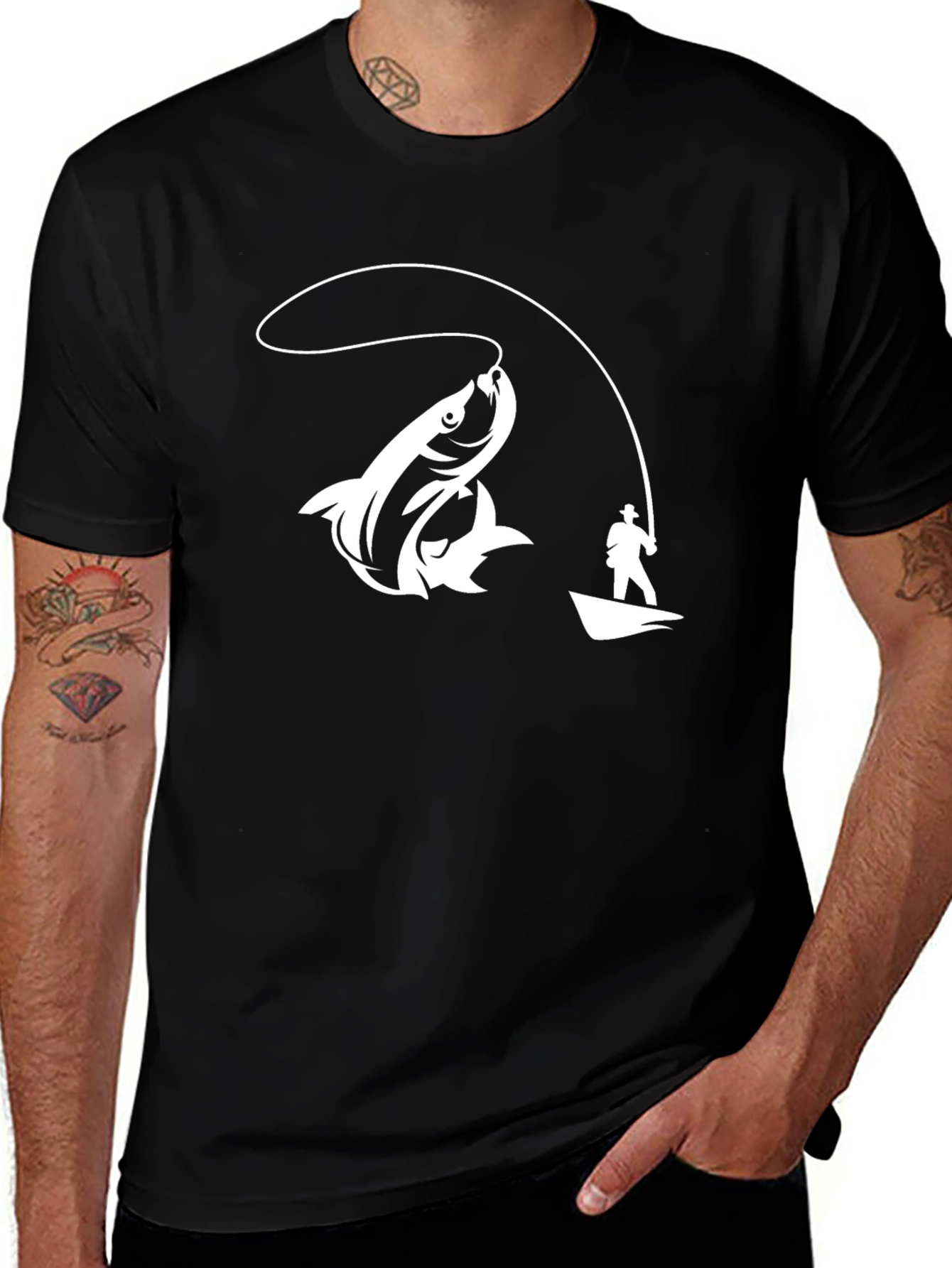 Variant 28 of Fishing T-Shirt - Fisherman & Catch Graphic Tee