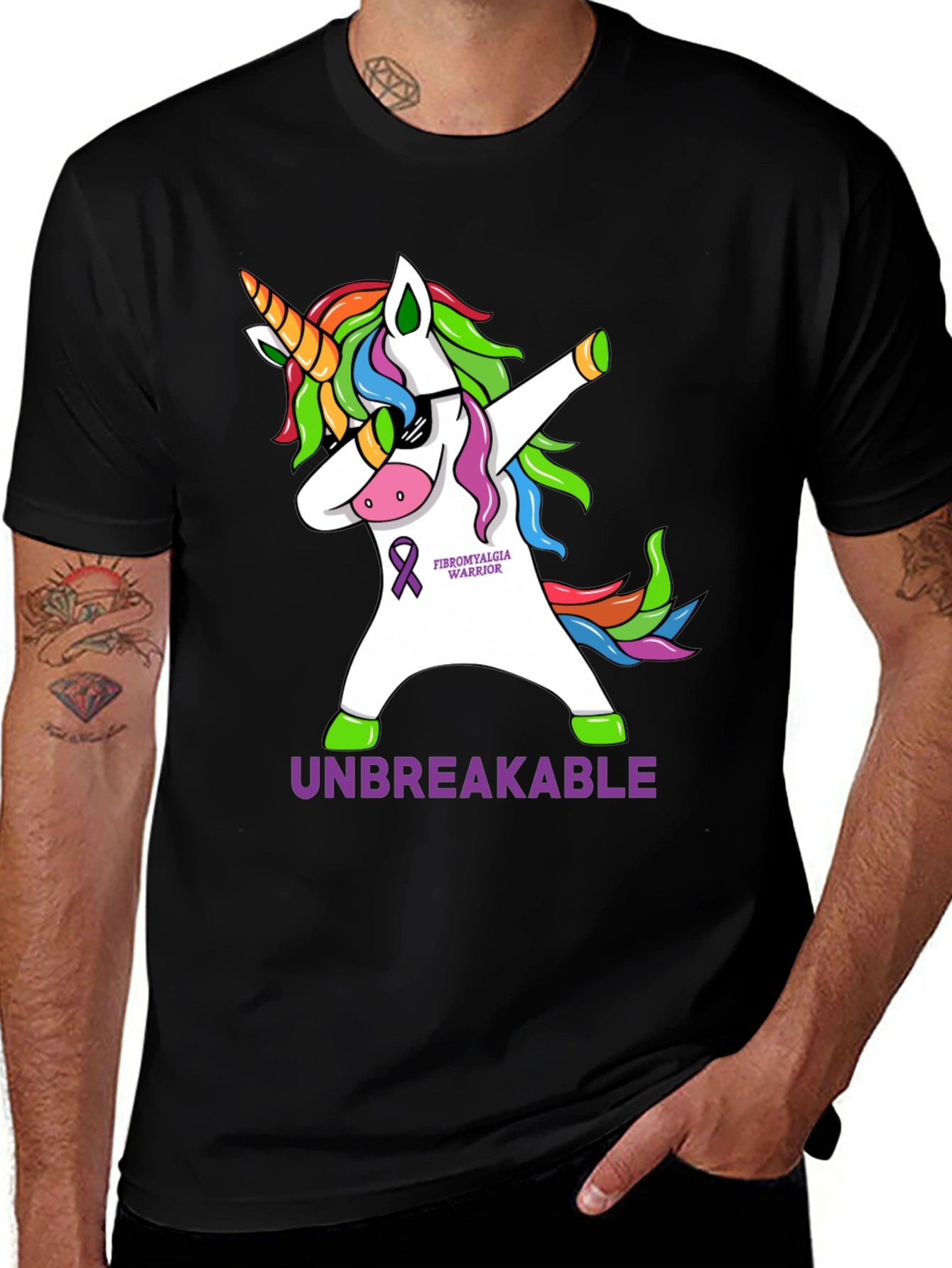 Variant 2 of Unbreakable Fibromyalgia Warrior Unicorn T-Shirt