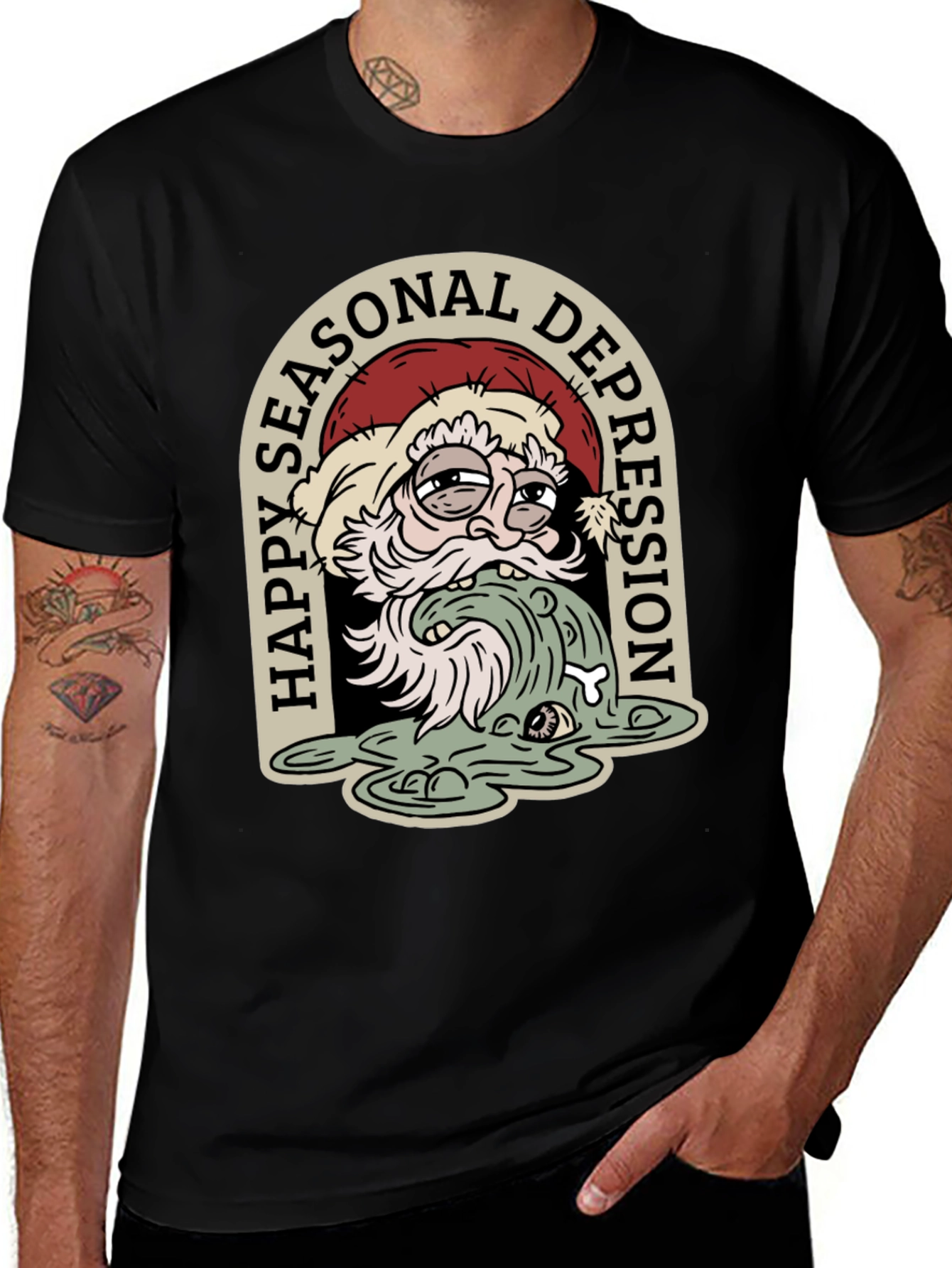 Variant 7 of Happy Seasonal Depression Graphic Tee - Men's Black T-Shirt
