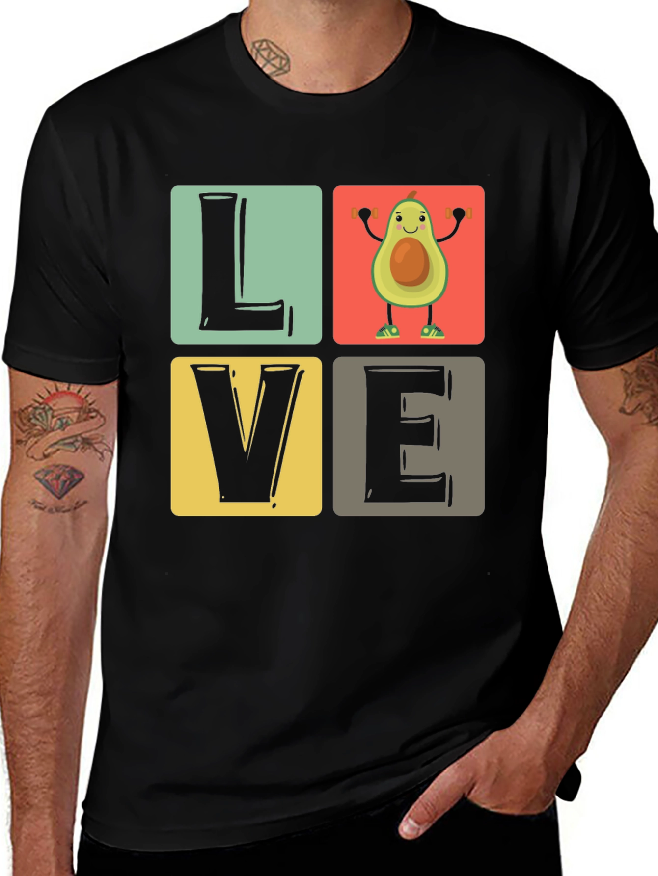 Variant 19 of Avocado Gym Lover Black T-Shirt