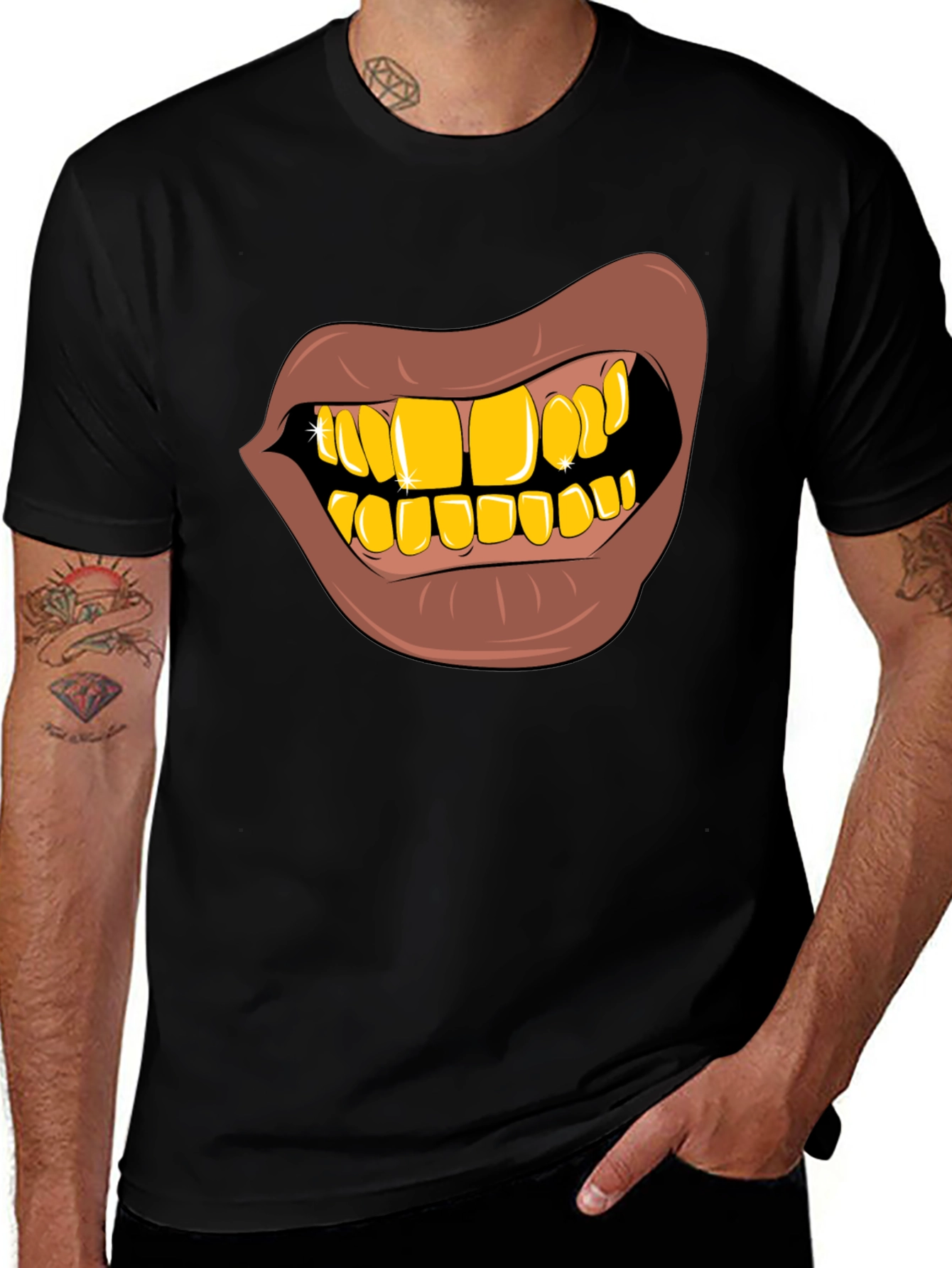 Variant 29 of Gold Teeth Graphic T-Shirt - Novelty Style