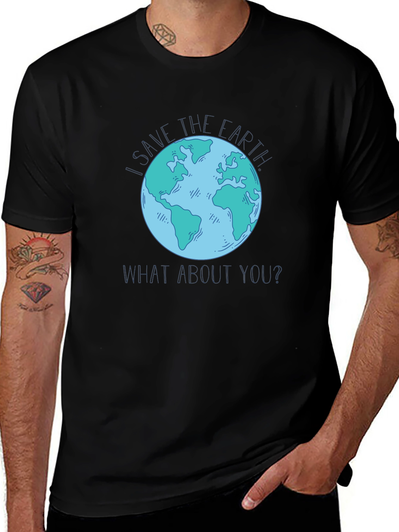 Variant 27 of Save the Earth Graphic T-Shirt - Black Cotton Tee
