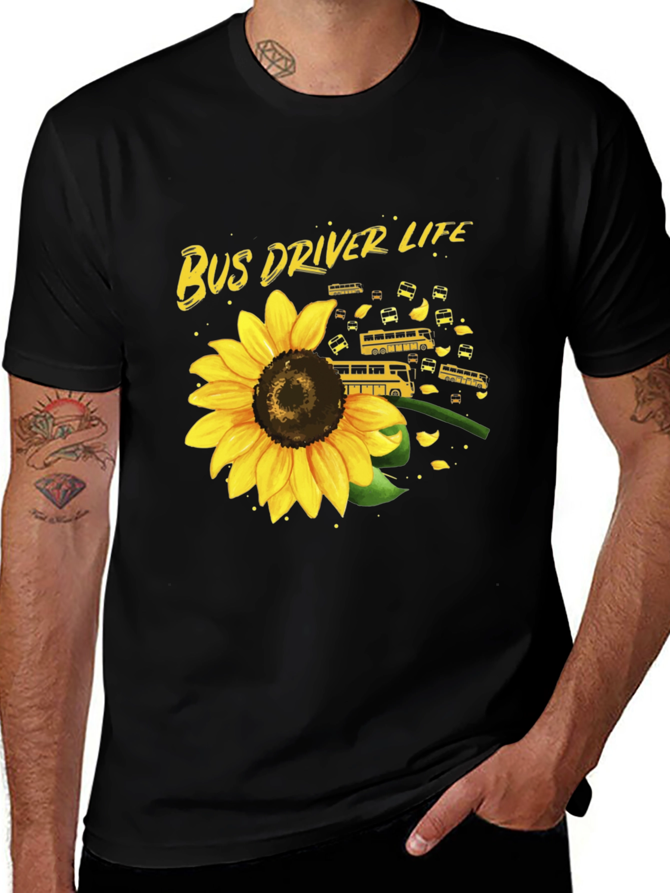 Bus Driver Sunflower Graphic Tee
