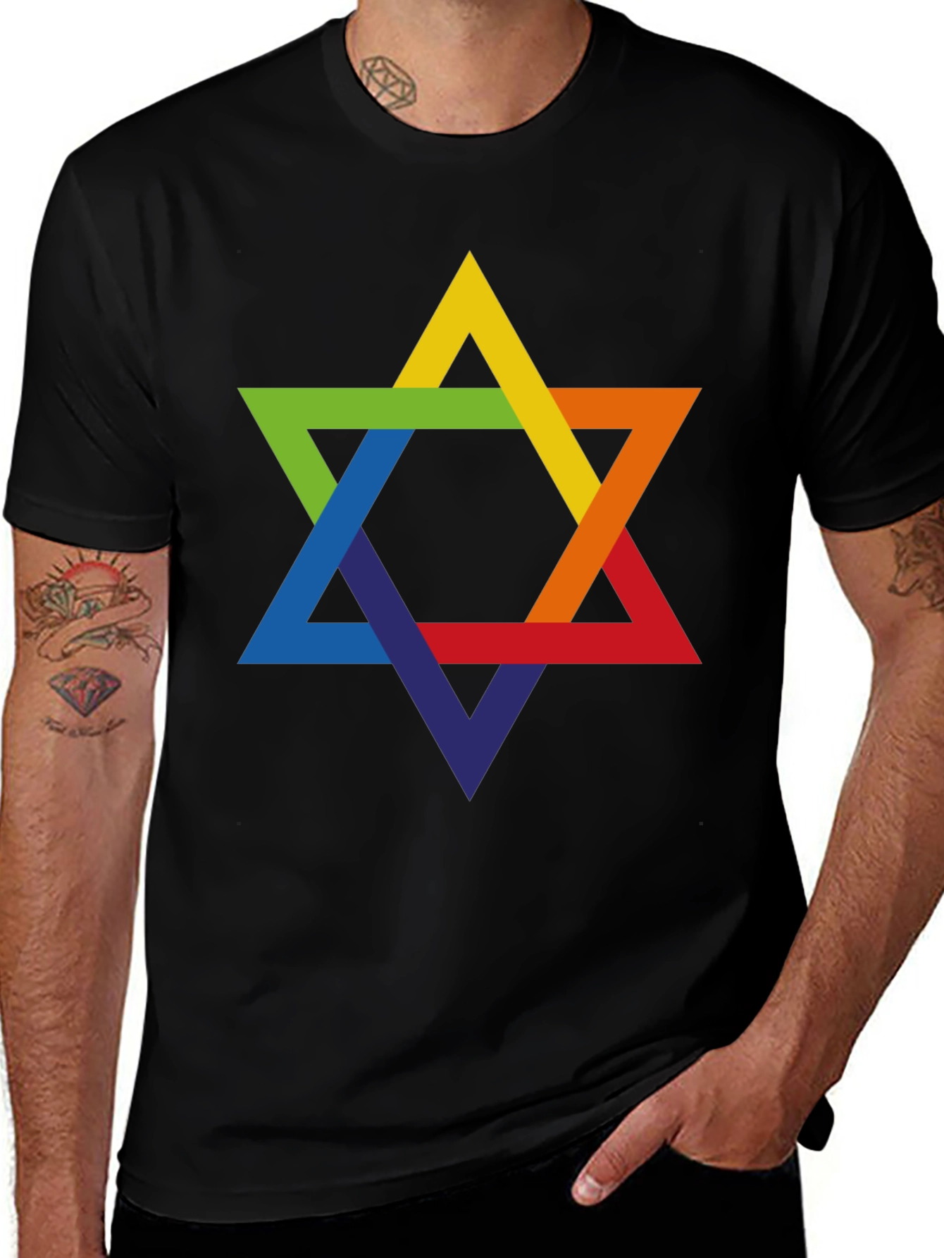 Variant 27 of Rainbow Star of David Graphic T-Shirt