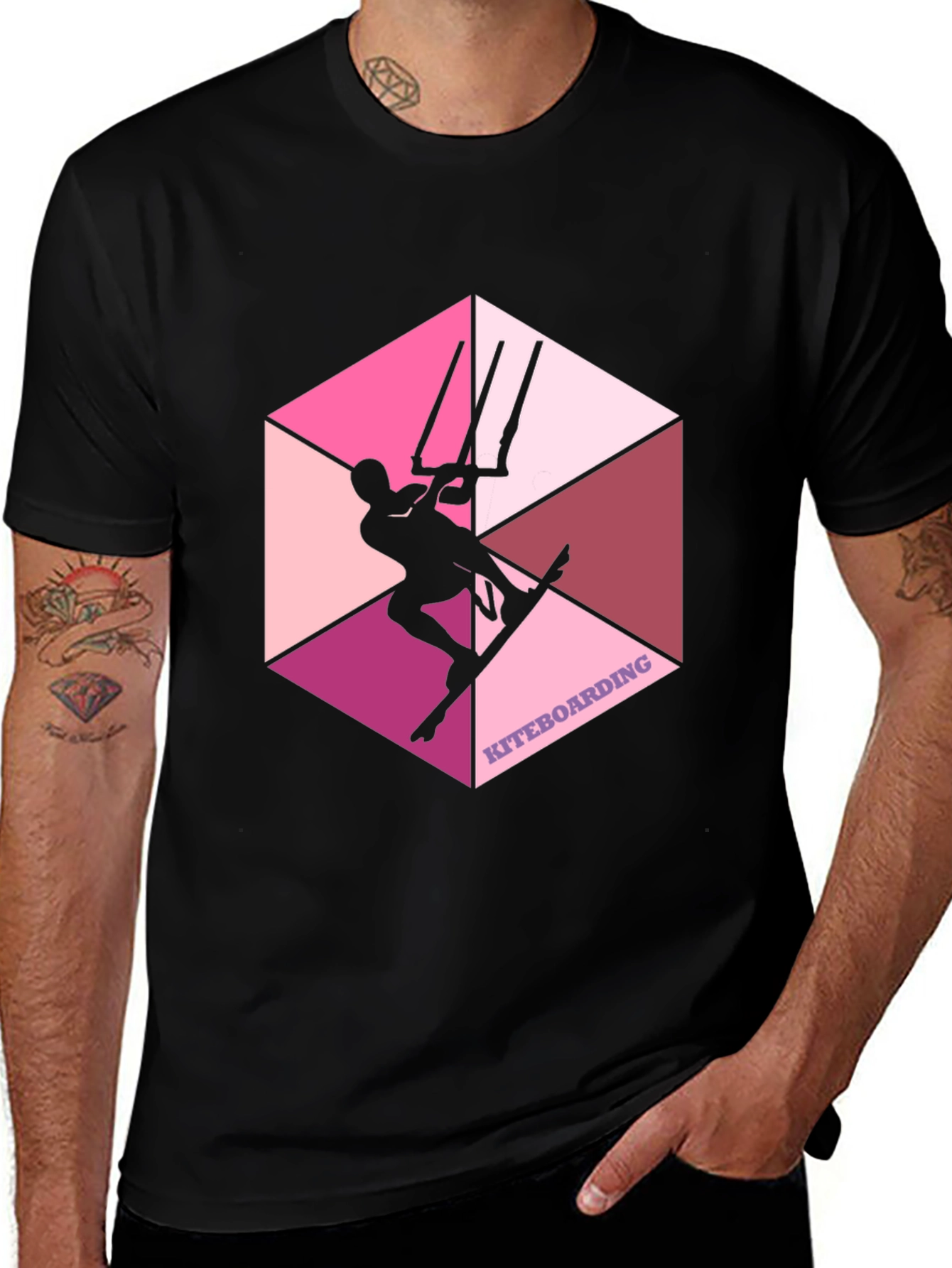 Variant 9 of Kiteboarding Graphic Tee - Hexagon Design