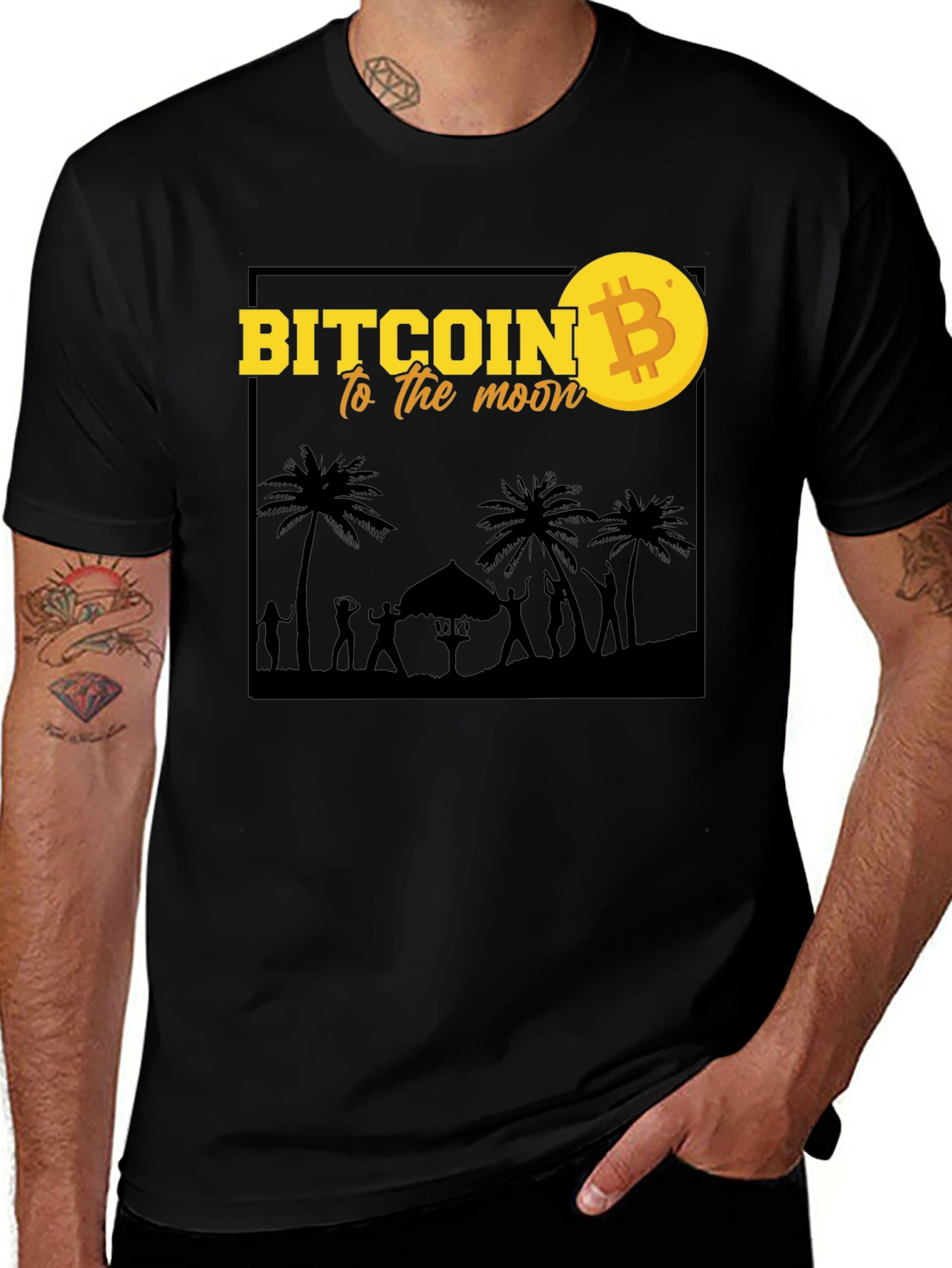 Variant 17 of Bitcoin to the Moon Graphic T-Shirt - Black