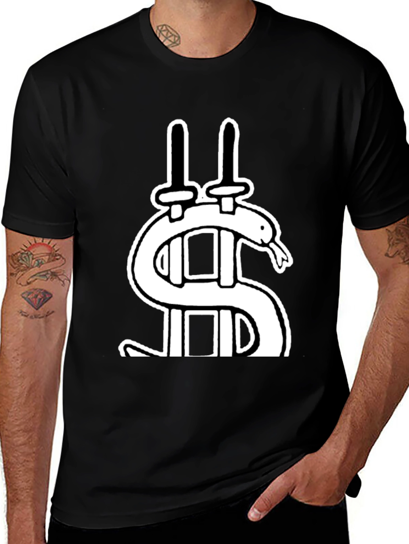 Variant 15 of Dollar Snake Swords Black T-Shirt