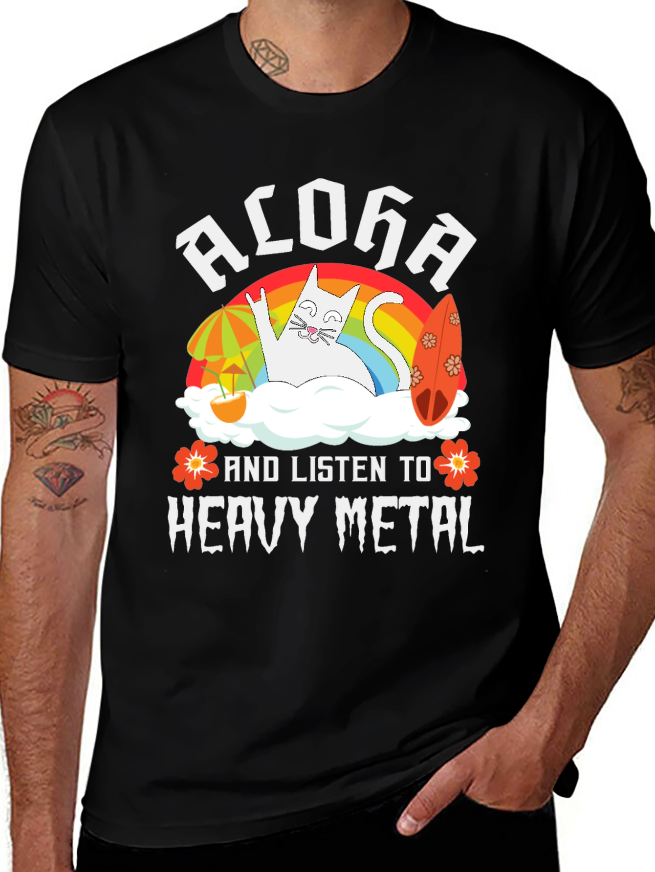 Variant 20 of Aloha Heavy Metal Cat Graphic T-Shirt