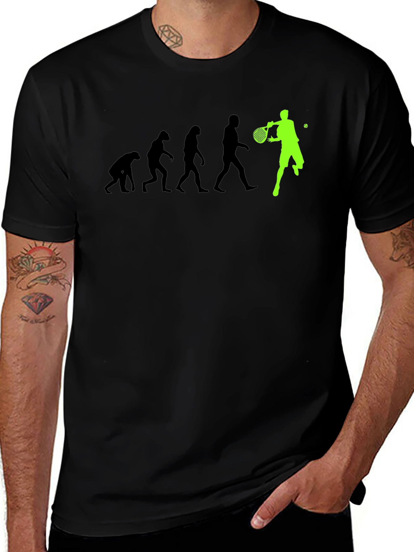 Variant 26 of Evolution of Tennis T-Shirt - Cool Sport Graphic Tee