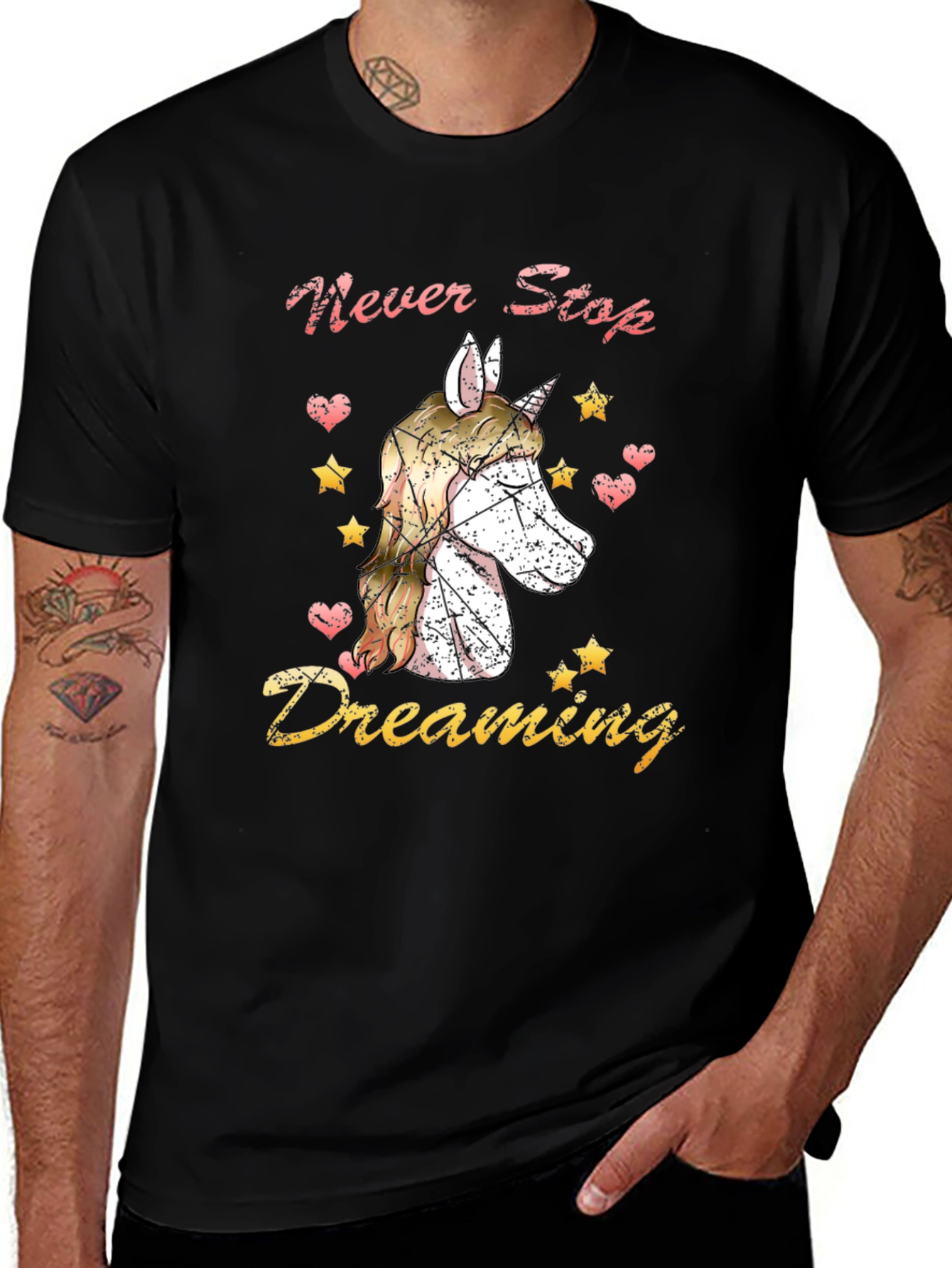 Variant 18 of Unicorn Never Stop Dreaming Black T-Shirt