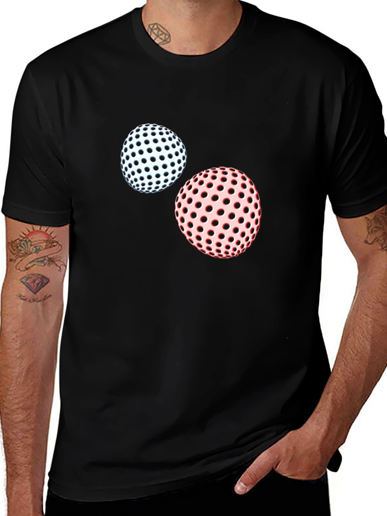 Variant 20 of Graphic Tee - Two Dotted Spheres Black T-Shirt