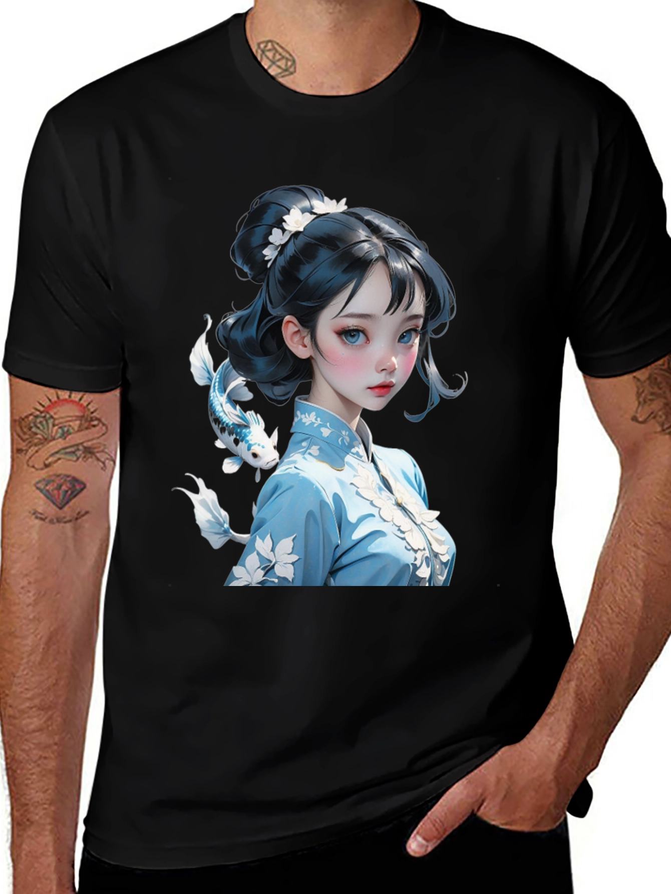 Variant 4 of Anime Girl Graphic Tee - Stylish Black Cotton Blend Shirt