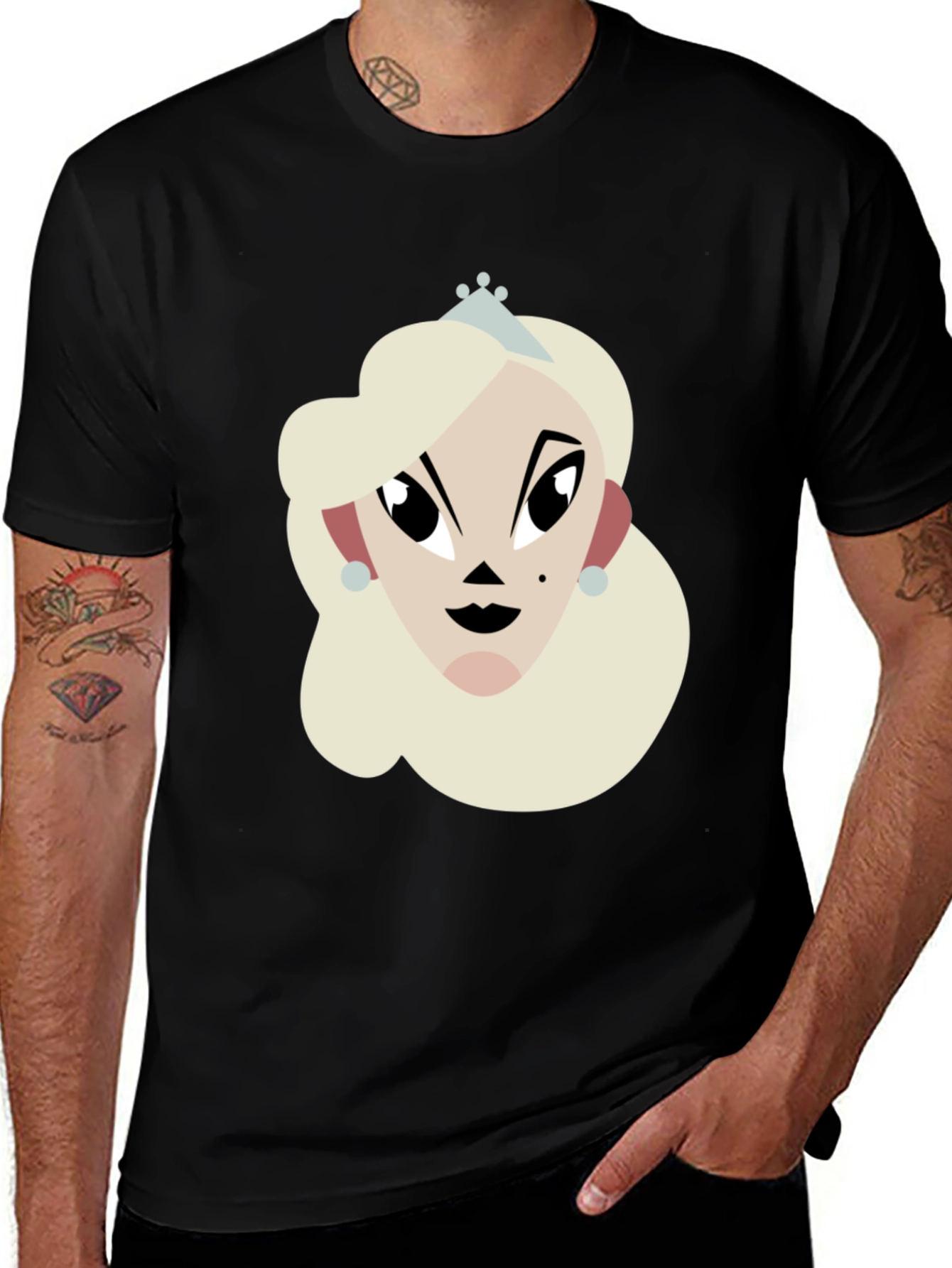 Variant 17 of Princess Cartoon Graphic Black T-Shirt
