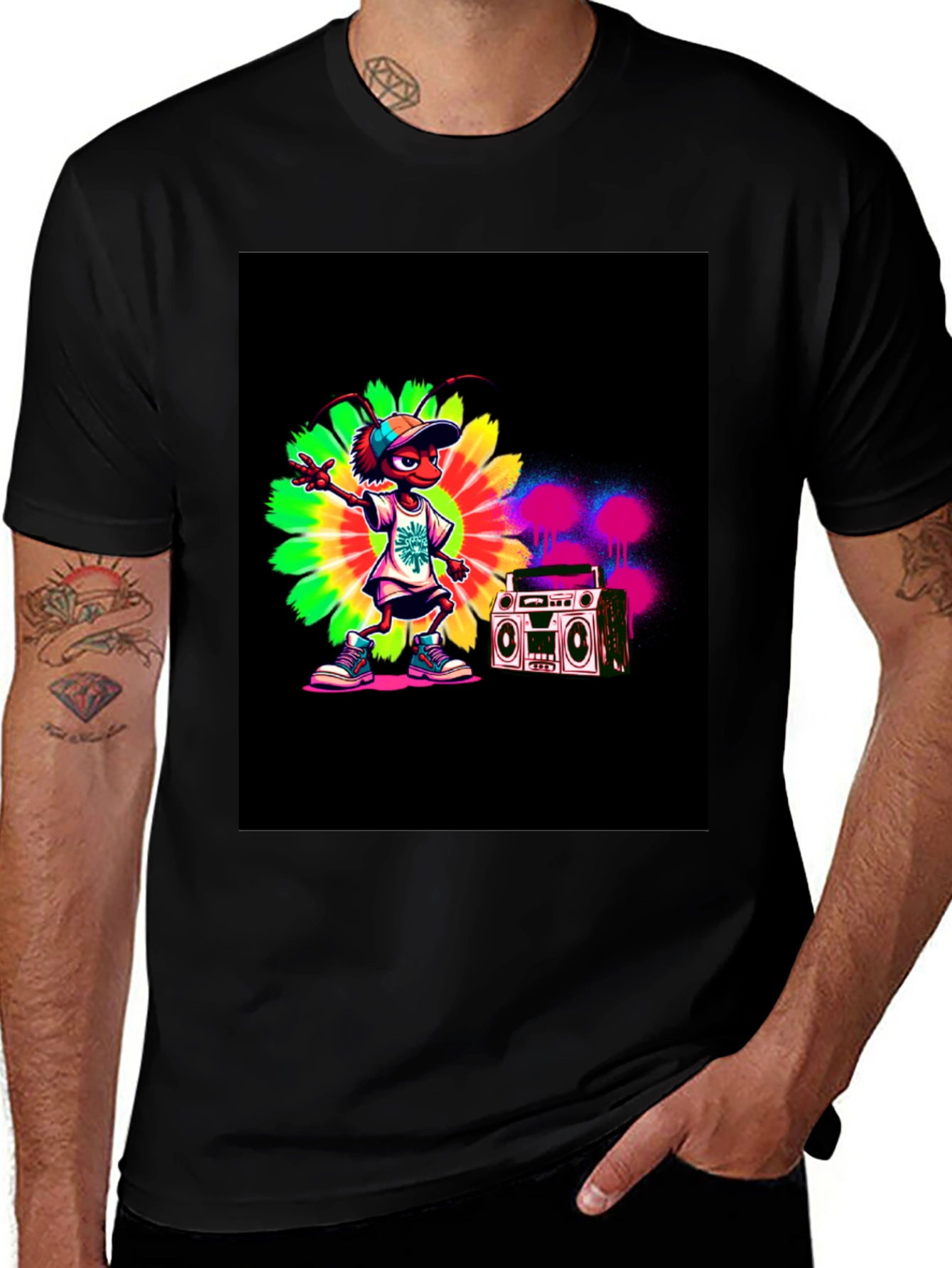 Variant 12 of Retro Ant T-Shirt - Boombox & Tie Dye