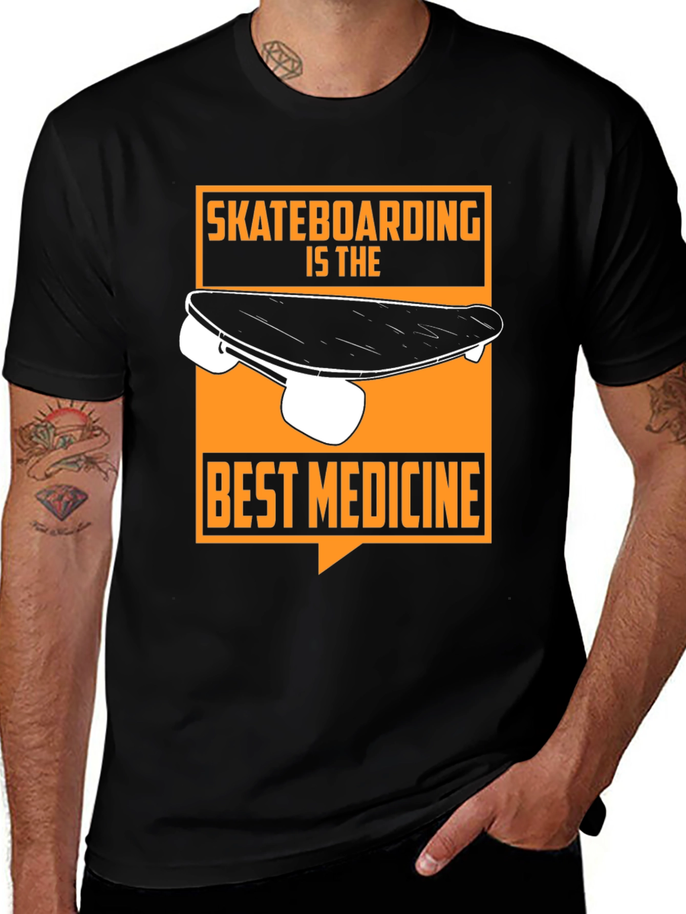 Variant 14 of Skateboarding is the Best Medicine Graphic Tee