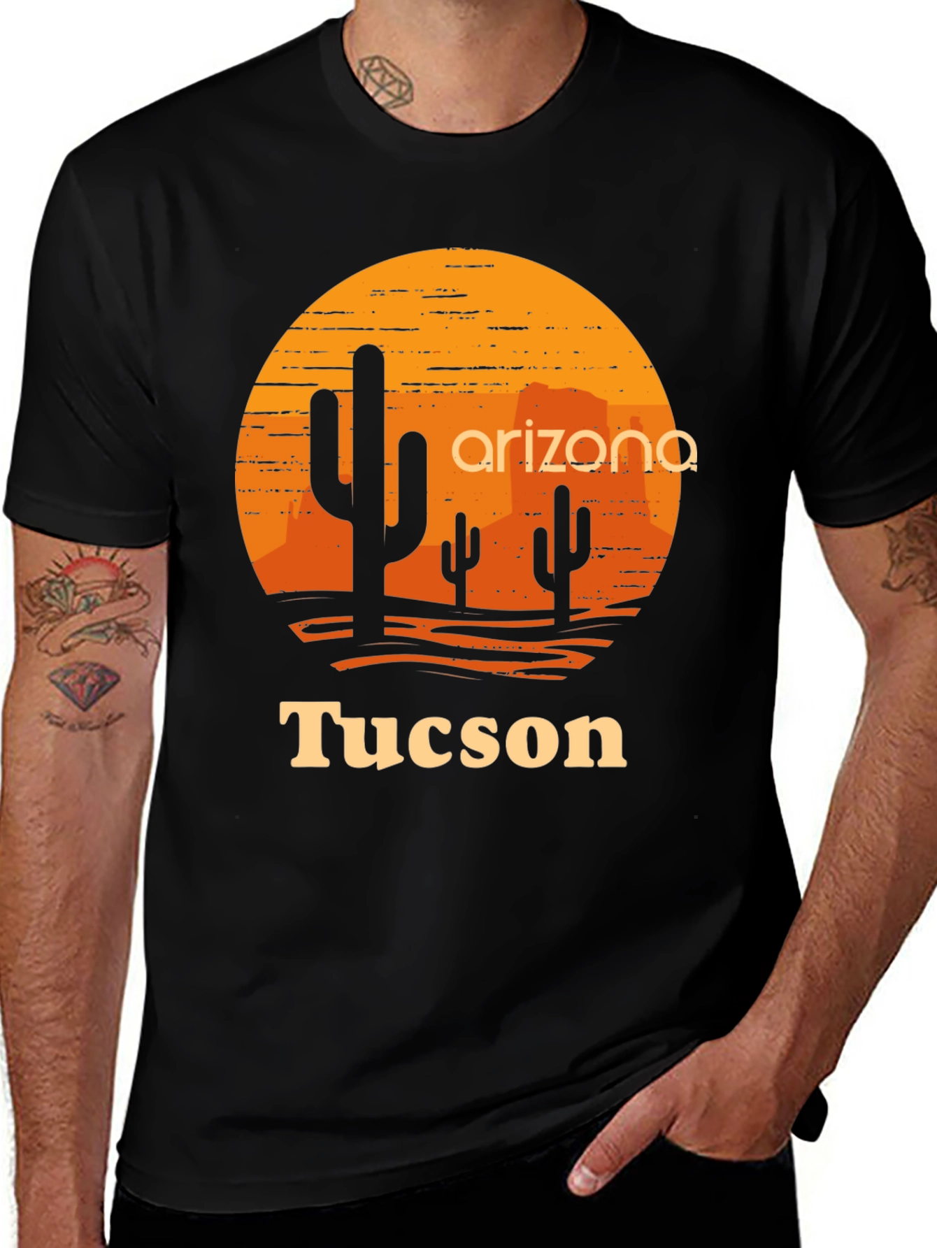 Arizona Tucson Graphic Tee - Desert Sunset Cactus