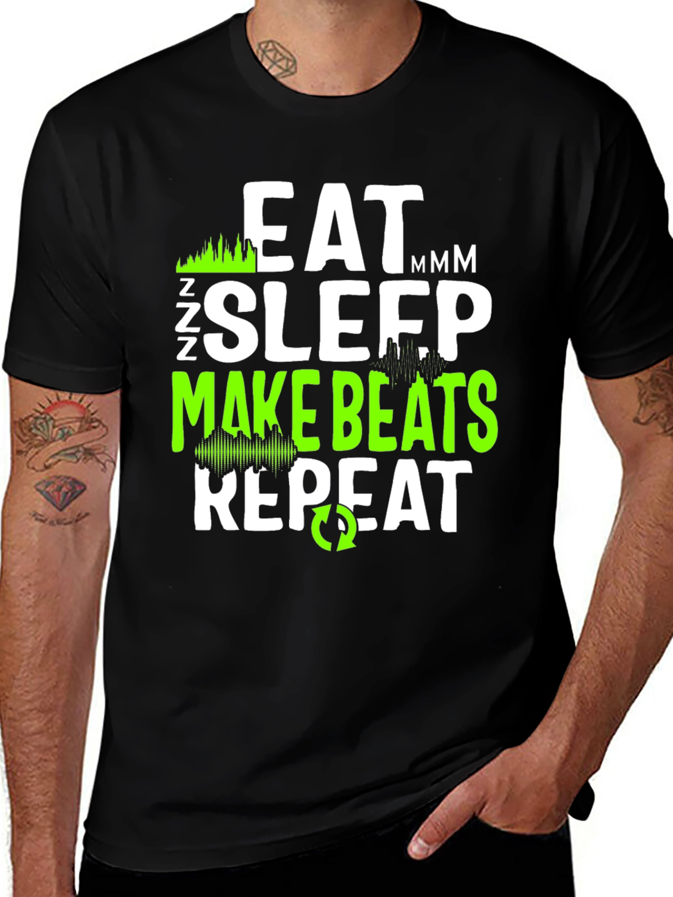 Variant 12 of Eat Sleep Make Beats Repeat Graphic Tee