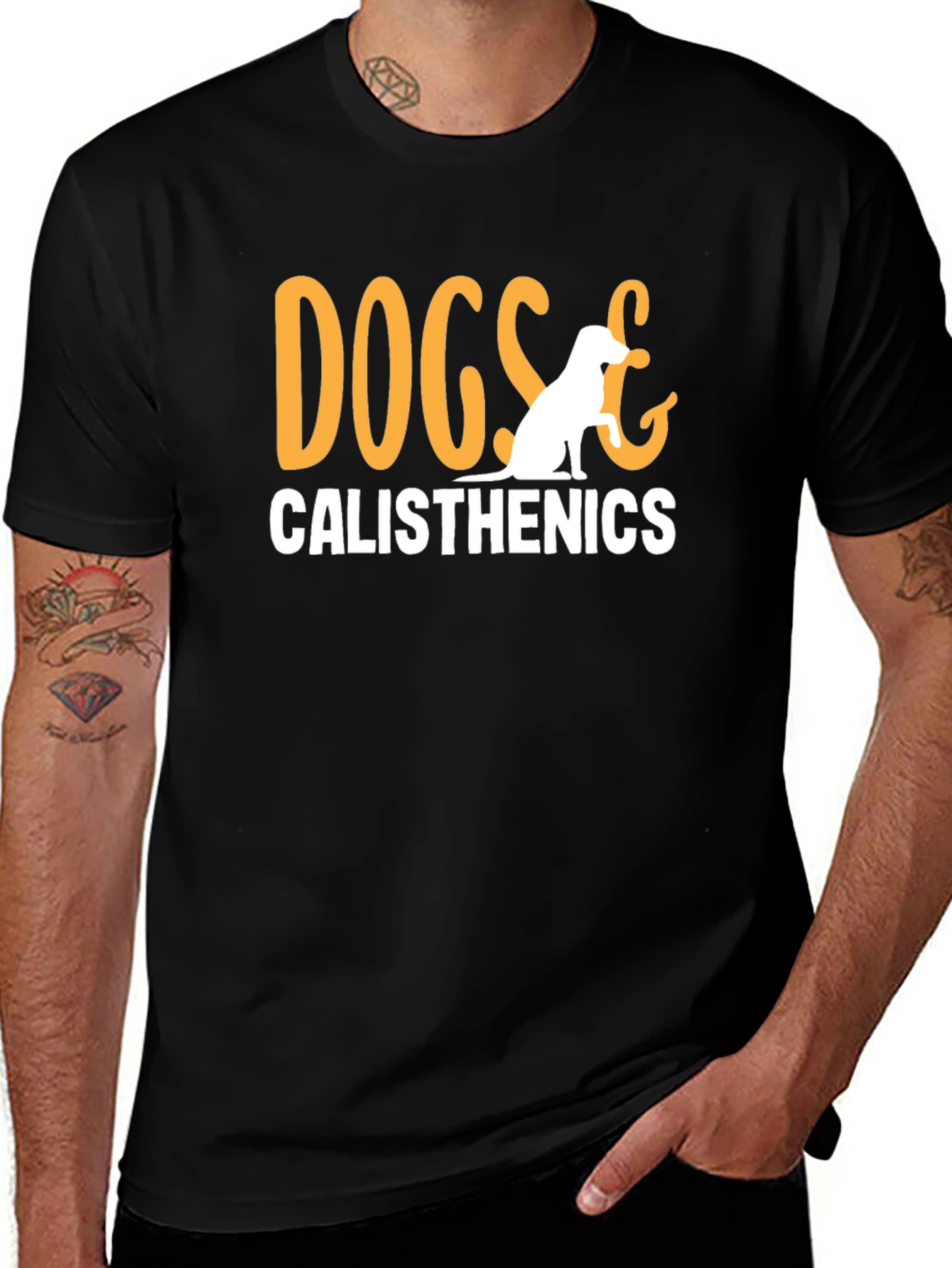 Variant 5 of Dogs & Calisthenics Graphic Tee - Black Cotton T-Shirt