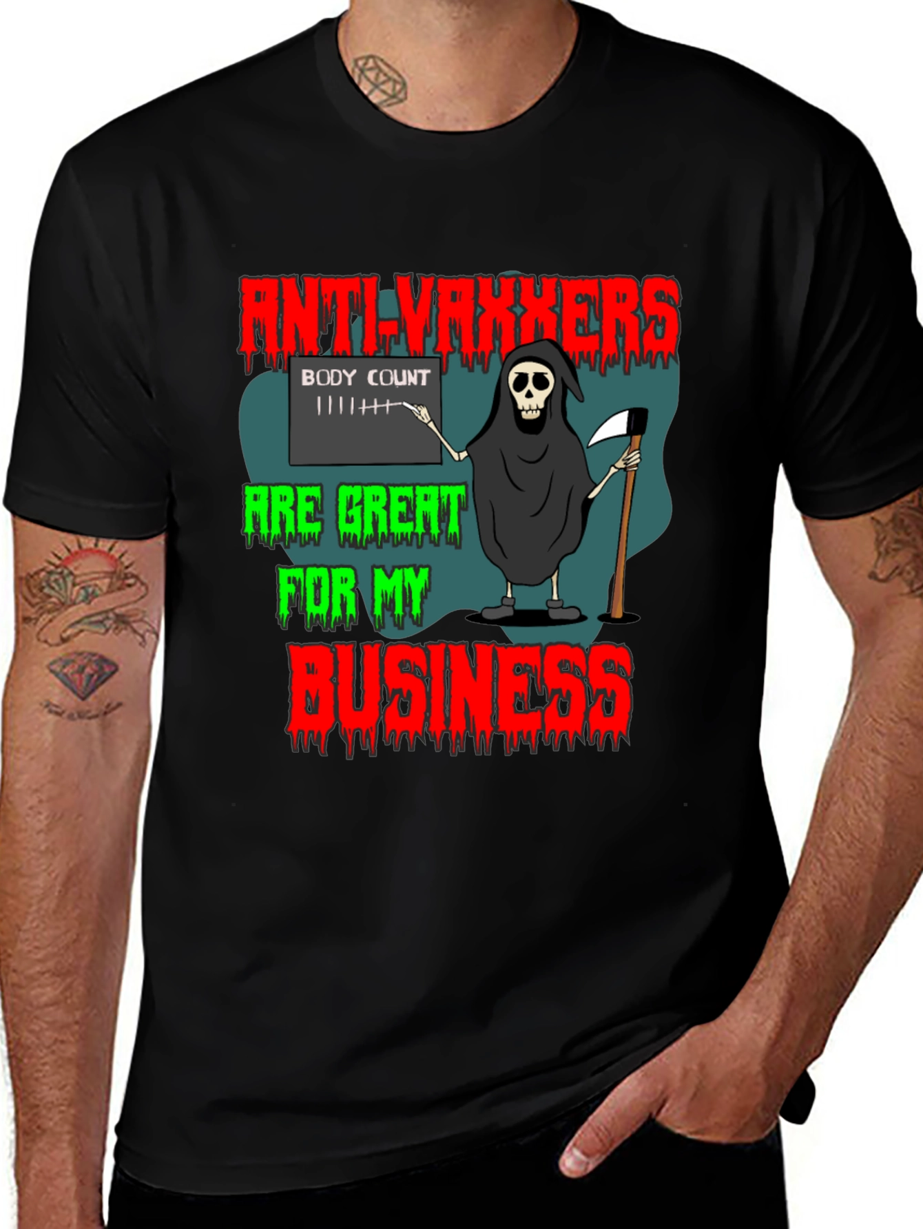 Variant 26 of Anti-Vaxxers Reaper Graphic T-Shirt