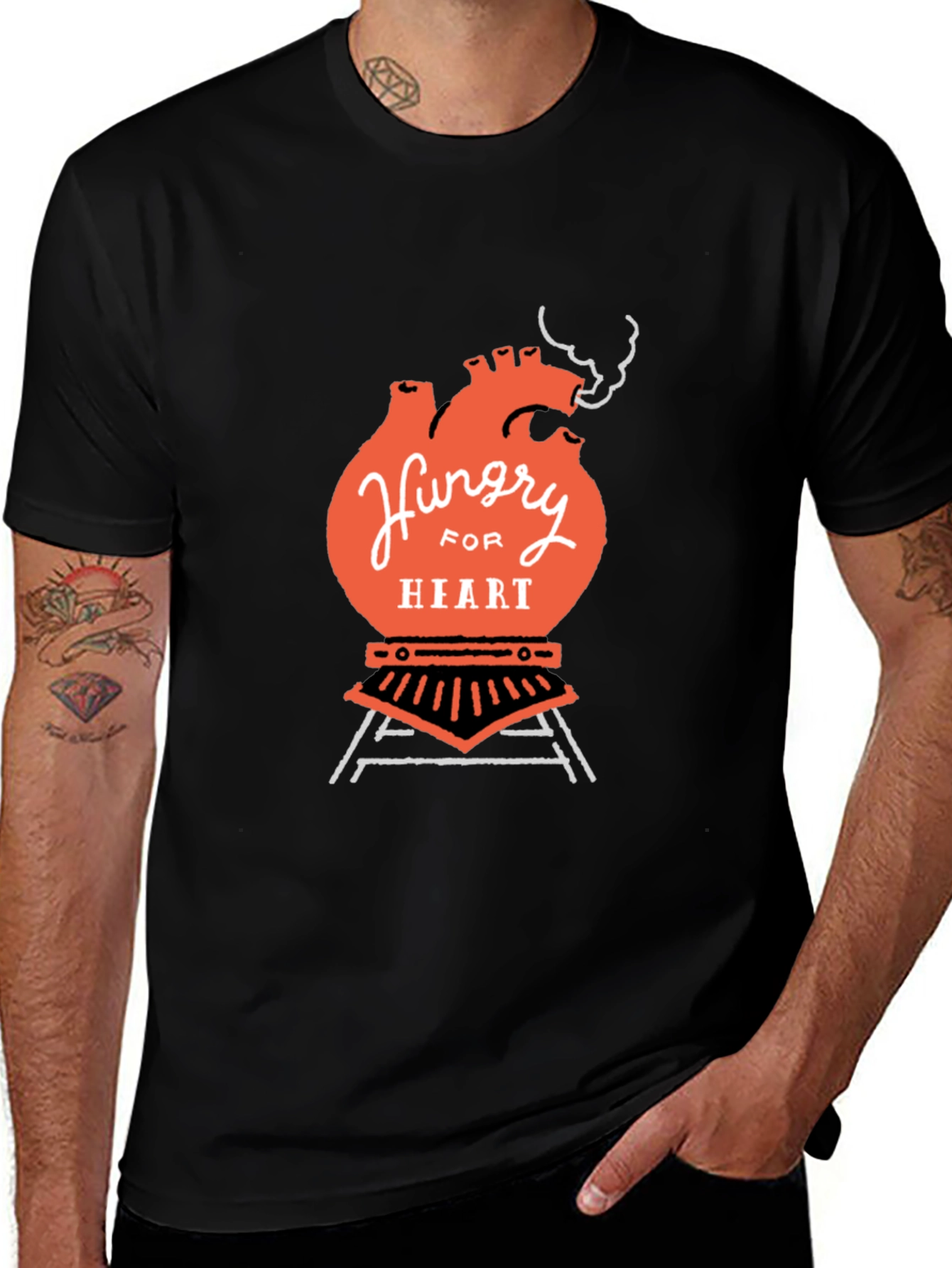 Variant 15 of Hungry for Heart Black T-Shirt Graphic Tee