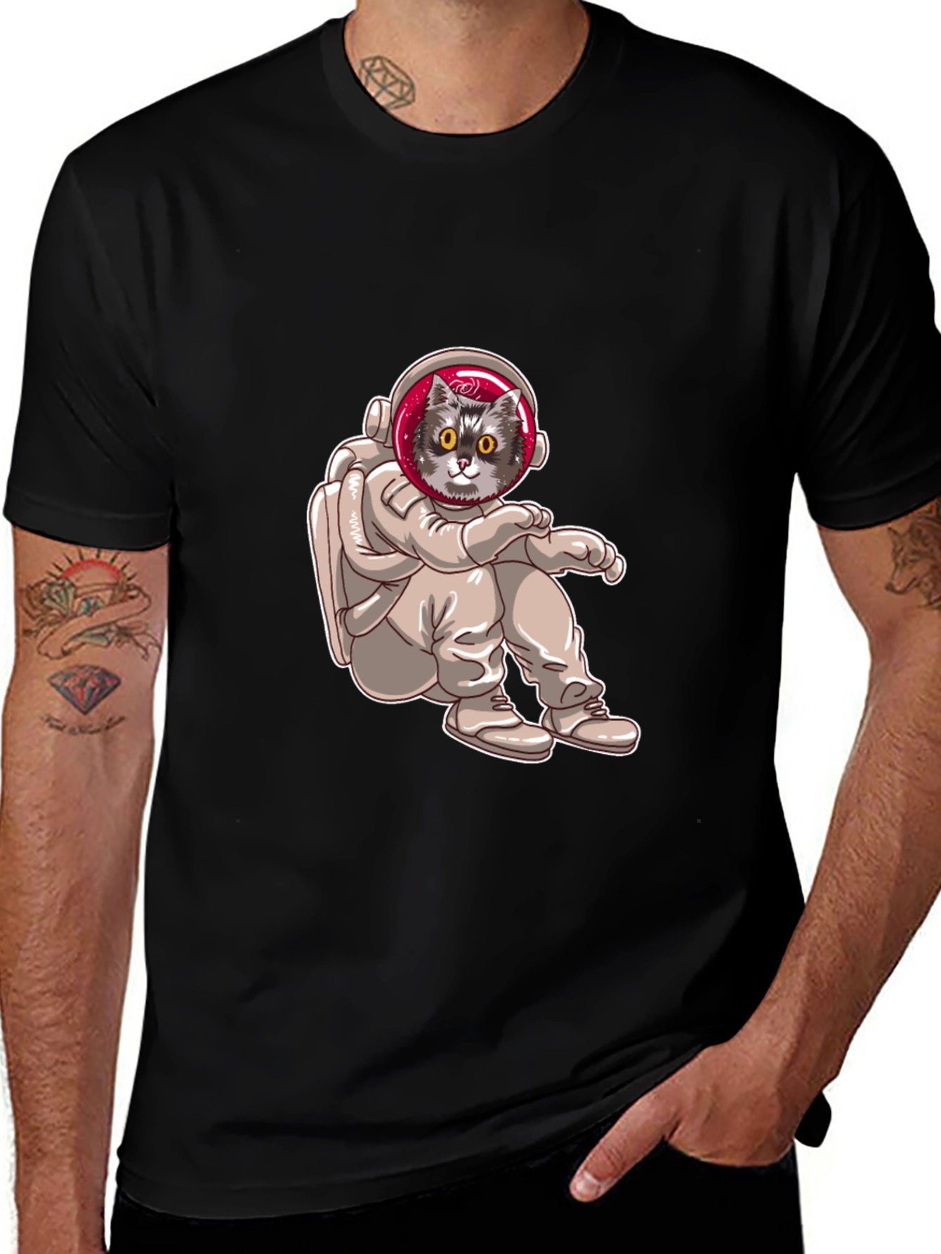 Variant 16 of Astronaut Cat Graphic T-Shirt - Cool Space Kitty Tee