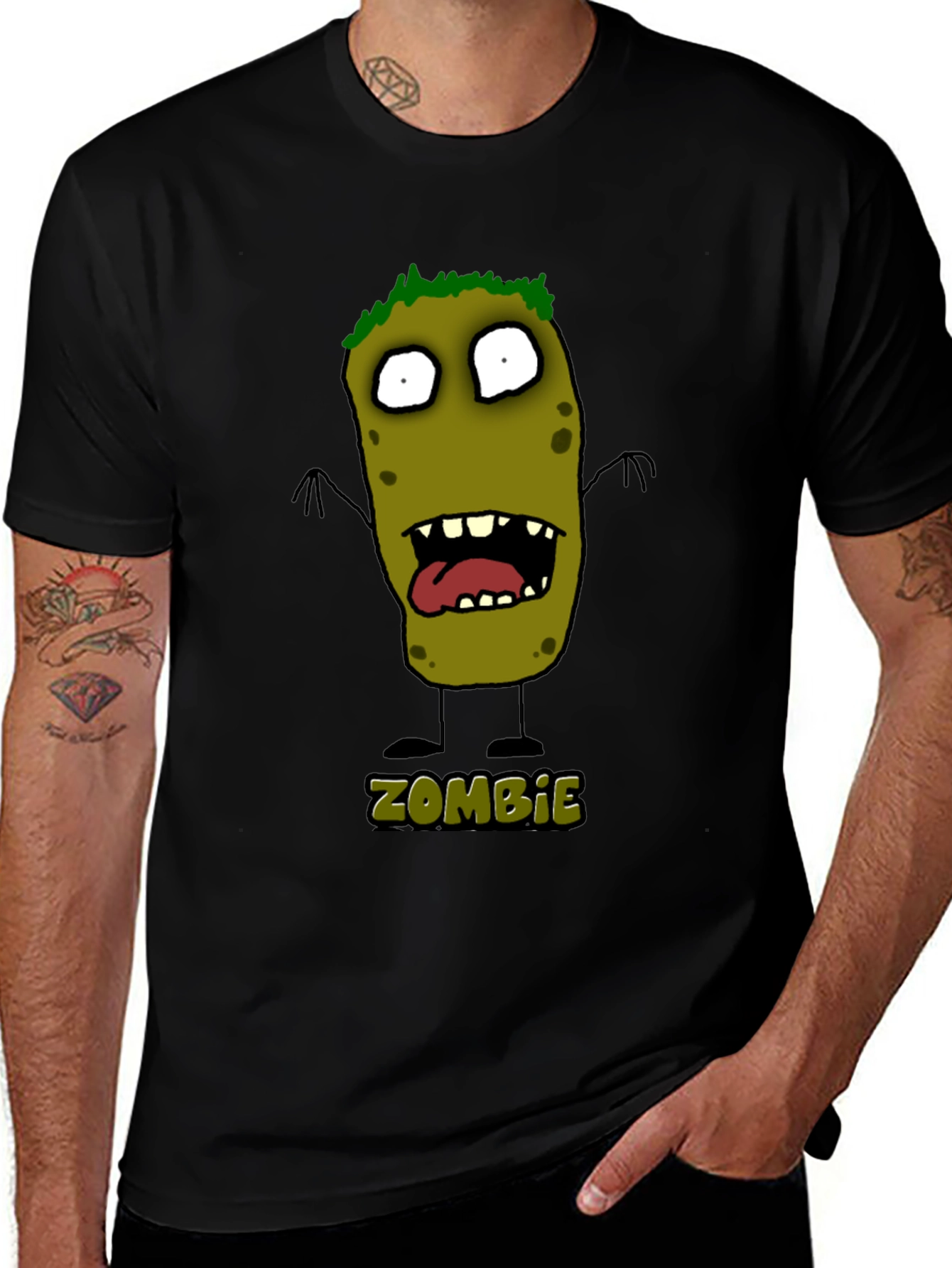 Variant 5 of Zombie Cartoon Graphic Black T-Shirt