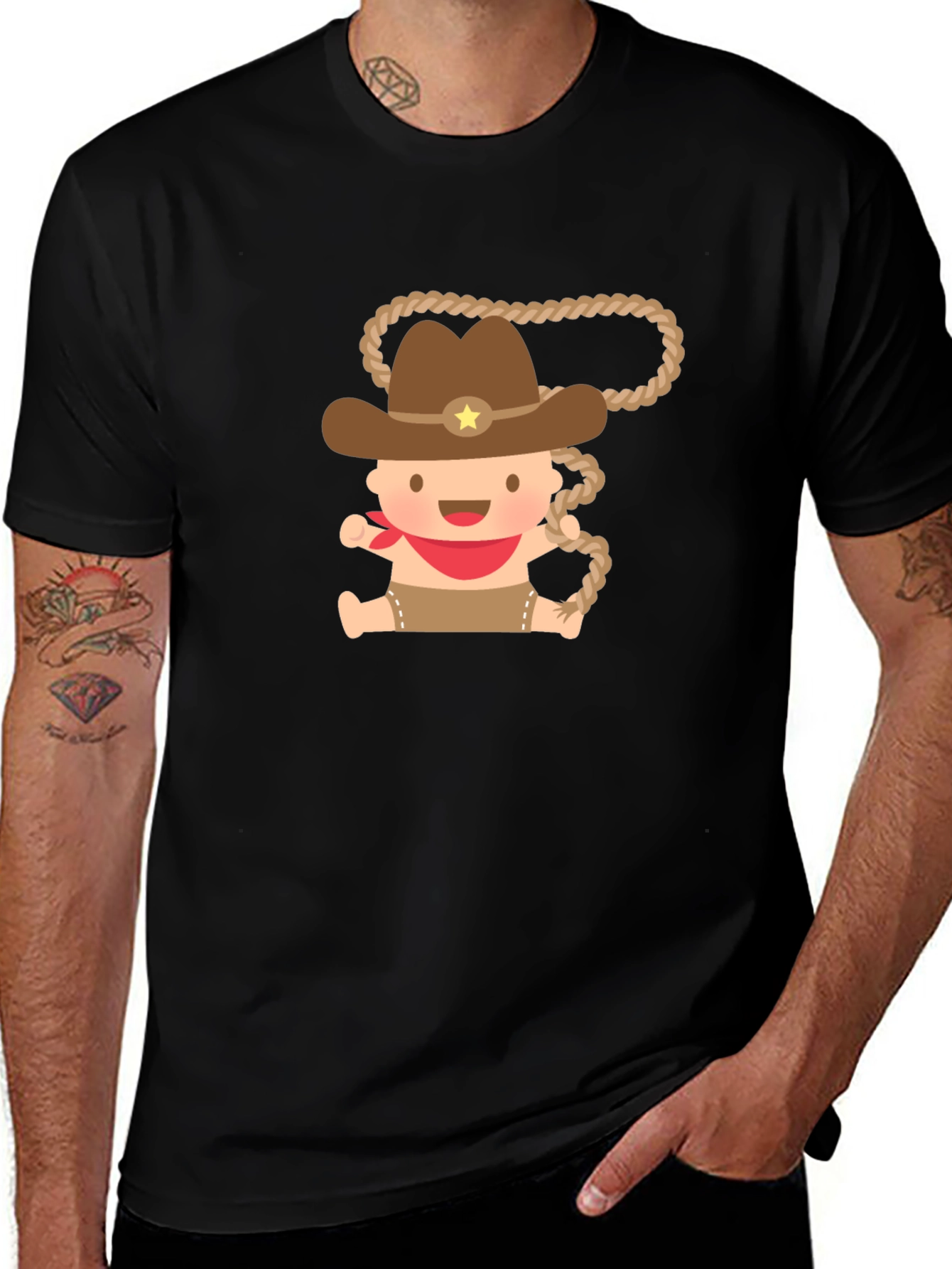 Variant 21 of Cartoon Cowboy Baby T-Shirt - Black