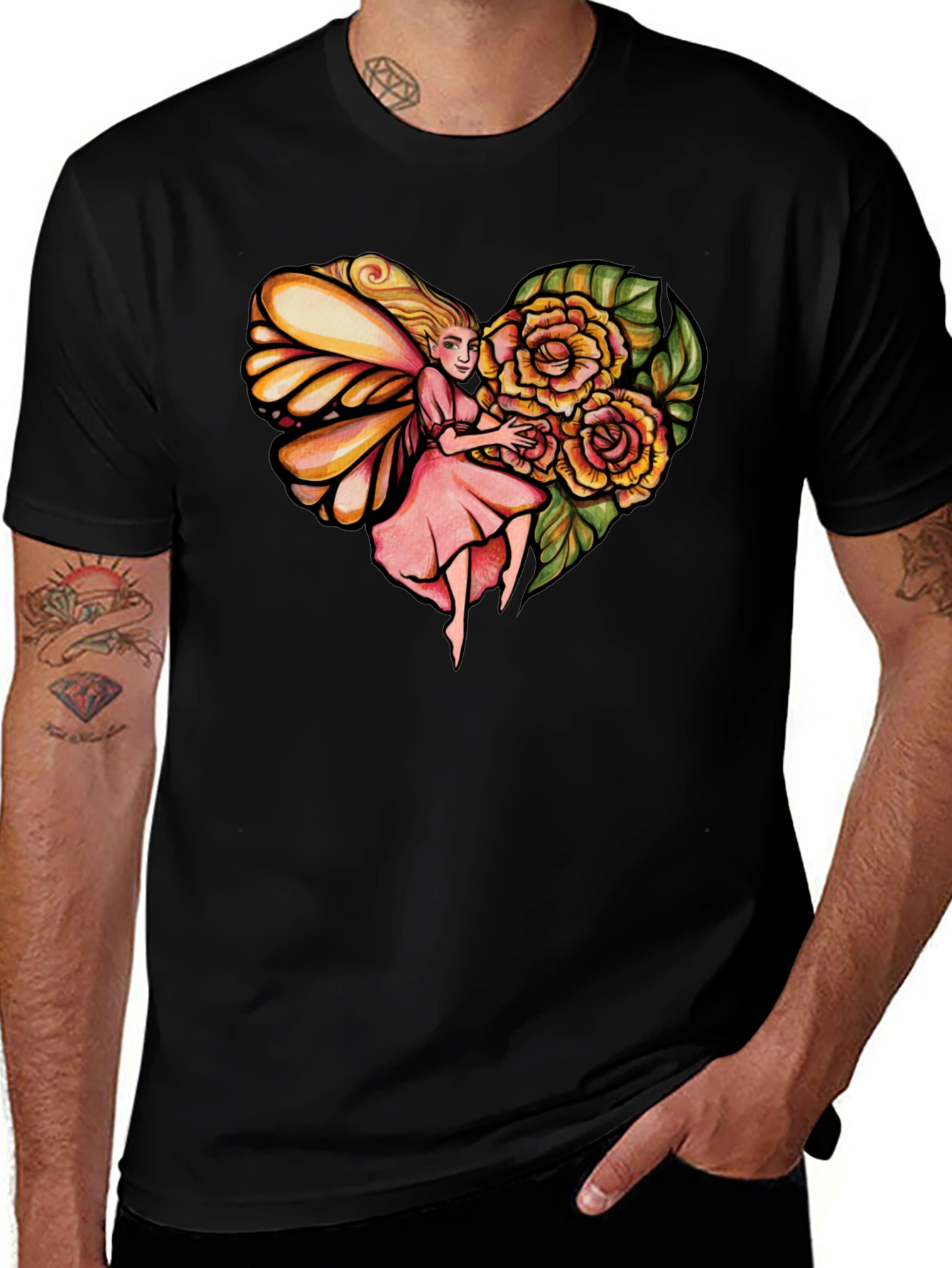 Variant 22 of Fairy Heart Rose Graphic Tee - Stylish Comfort