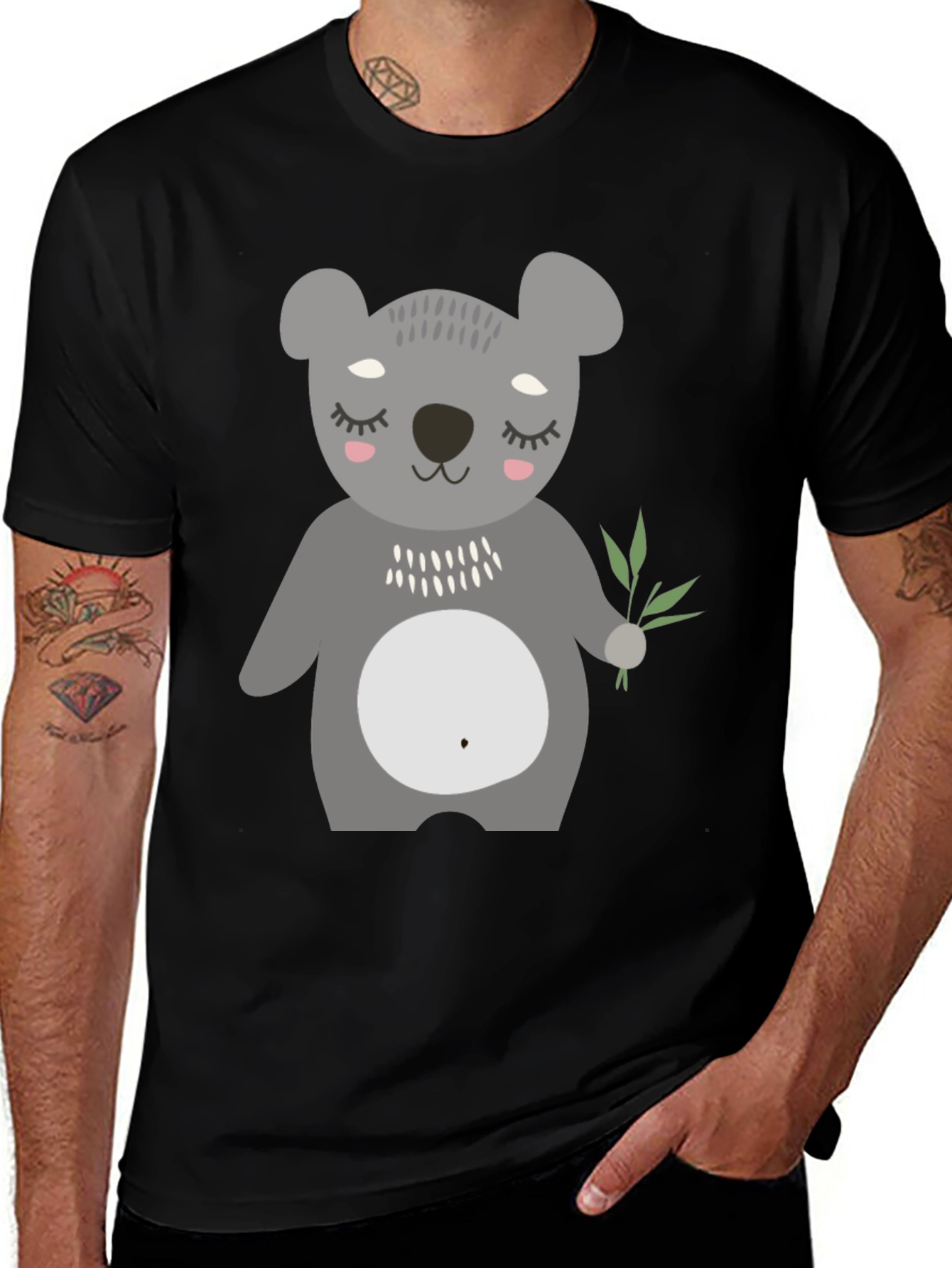 Variant 22 of Cute Koala Bear Graphic Black T-Shirt