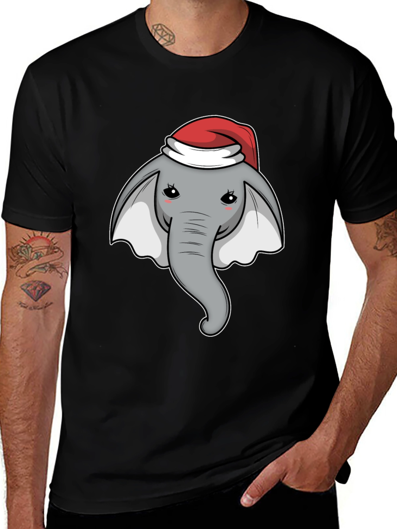 Variant 19 of Festive Elephant T-Shirt - Holiday Cartoon Tee