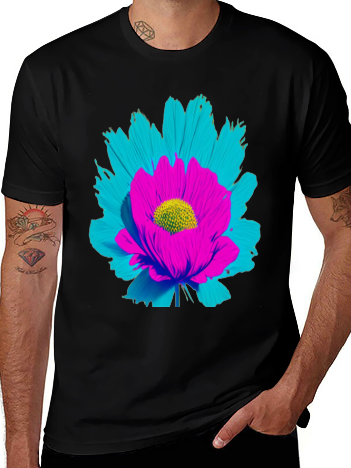 Variant 16 of Bold Floral Graphic T-Shirt - Stylish Men's Tee
