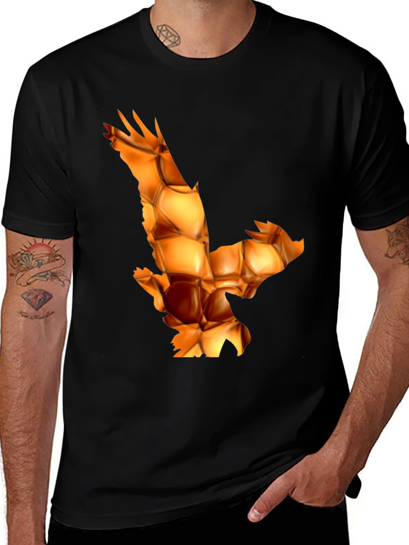 Variant 4 of Geometric Eagle Print Black T-Shirt