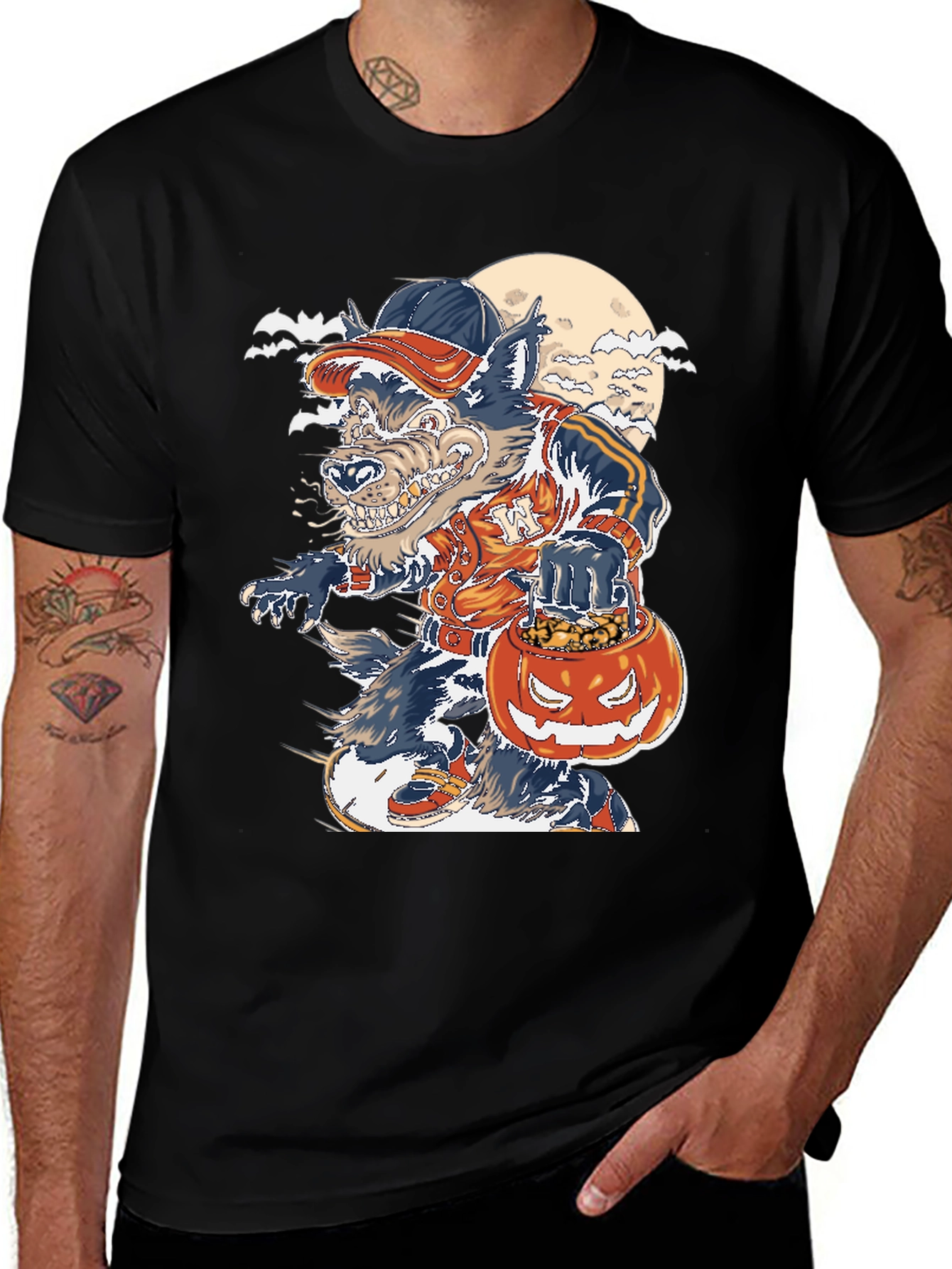 Halloween Wolf Graphic T-Shirt