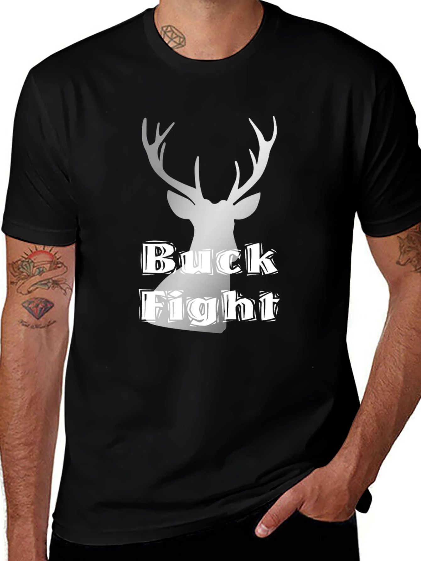 Variant 18 of Buck Fight Black T-Shirt