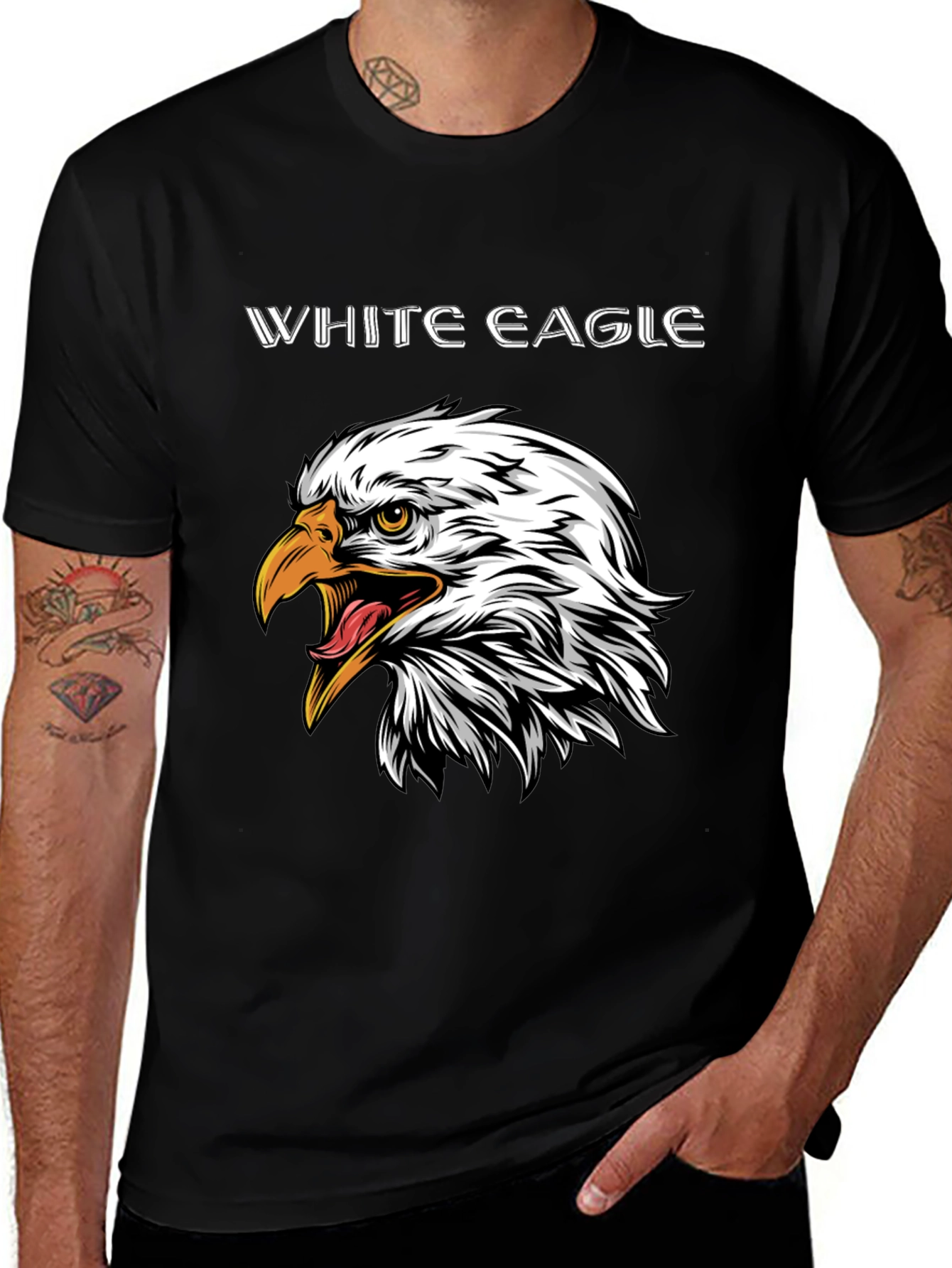 Variant 5 of Black T-Shirt with White Eagle Graphic