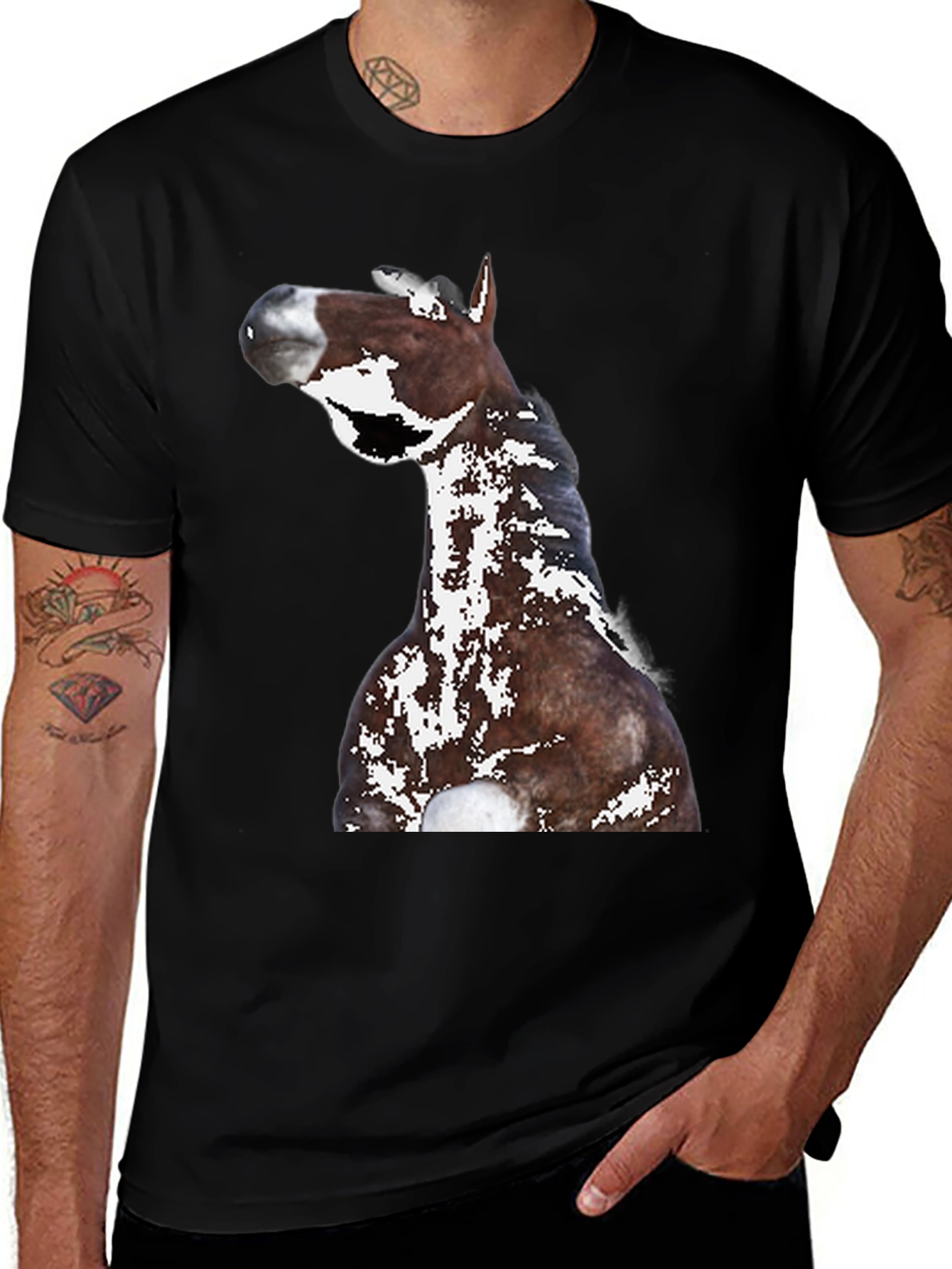 Variant 30 of Horse Graphic Black Tee - Unique Animal Print Shirt