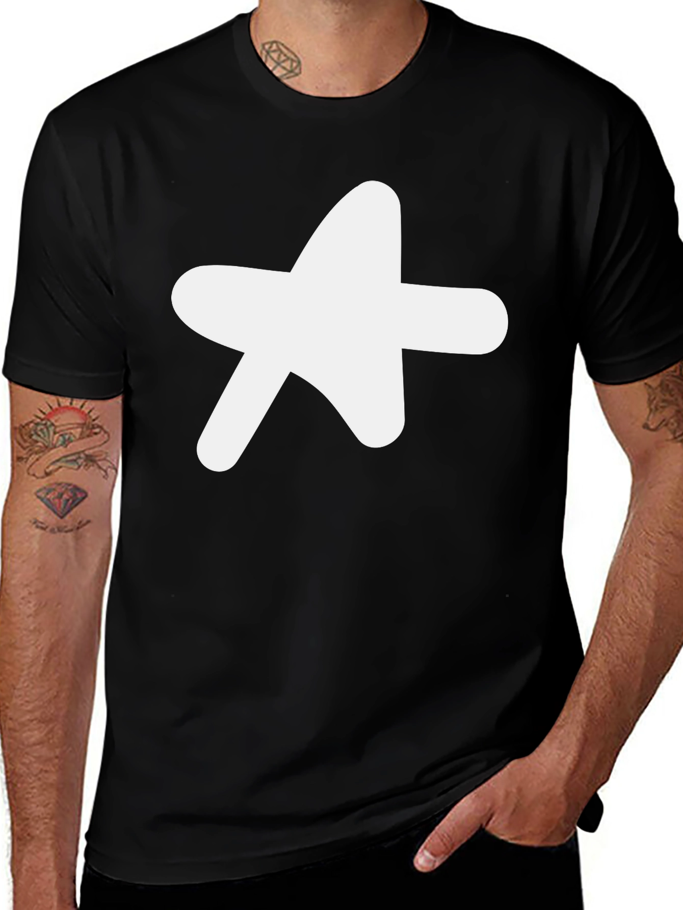 Variant 3 of Black Tee with White Star Graphic
