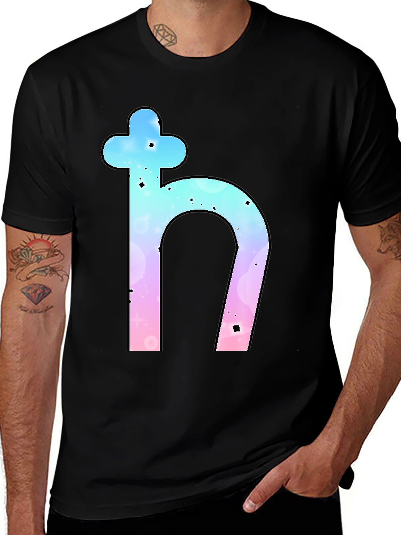 Saturn Symbol Graphic Tee - Trendy Black T-Shirt