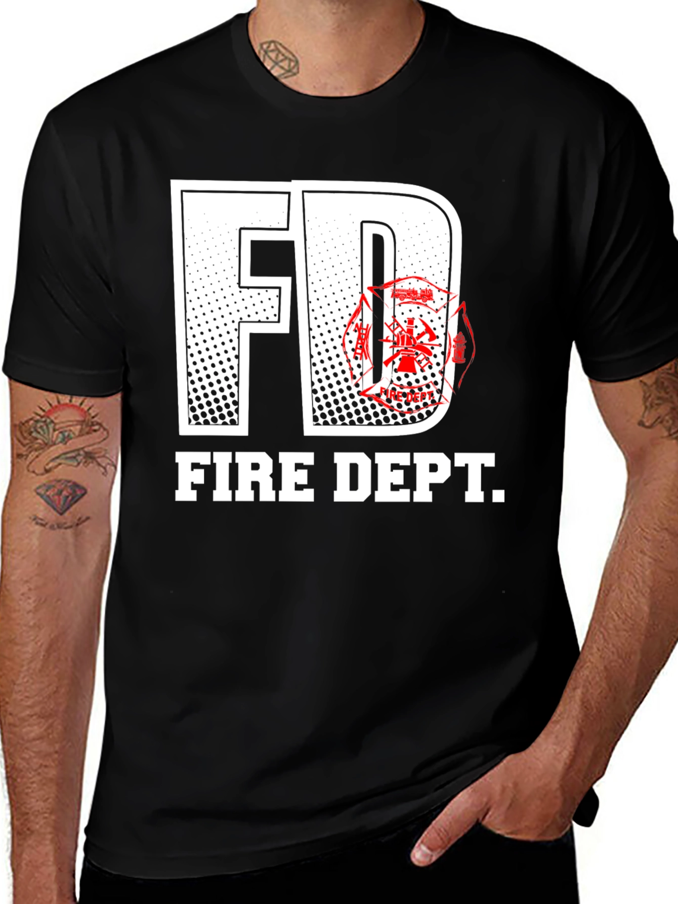 FD Fire Dept. T-Shirt - Black Graphic Tee