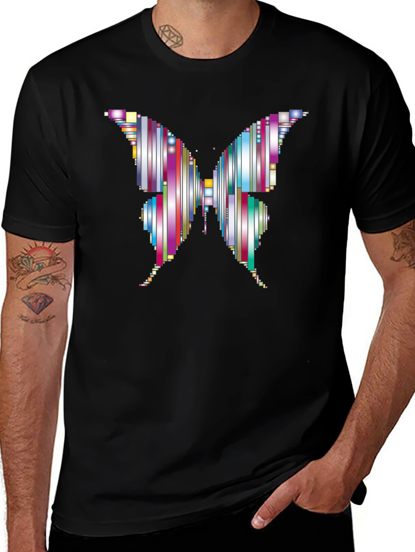 Variant 2 of Abstract Butterfly Graphic Men's Black T-Shirt