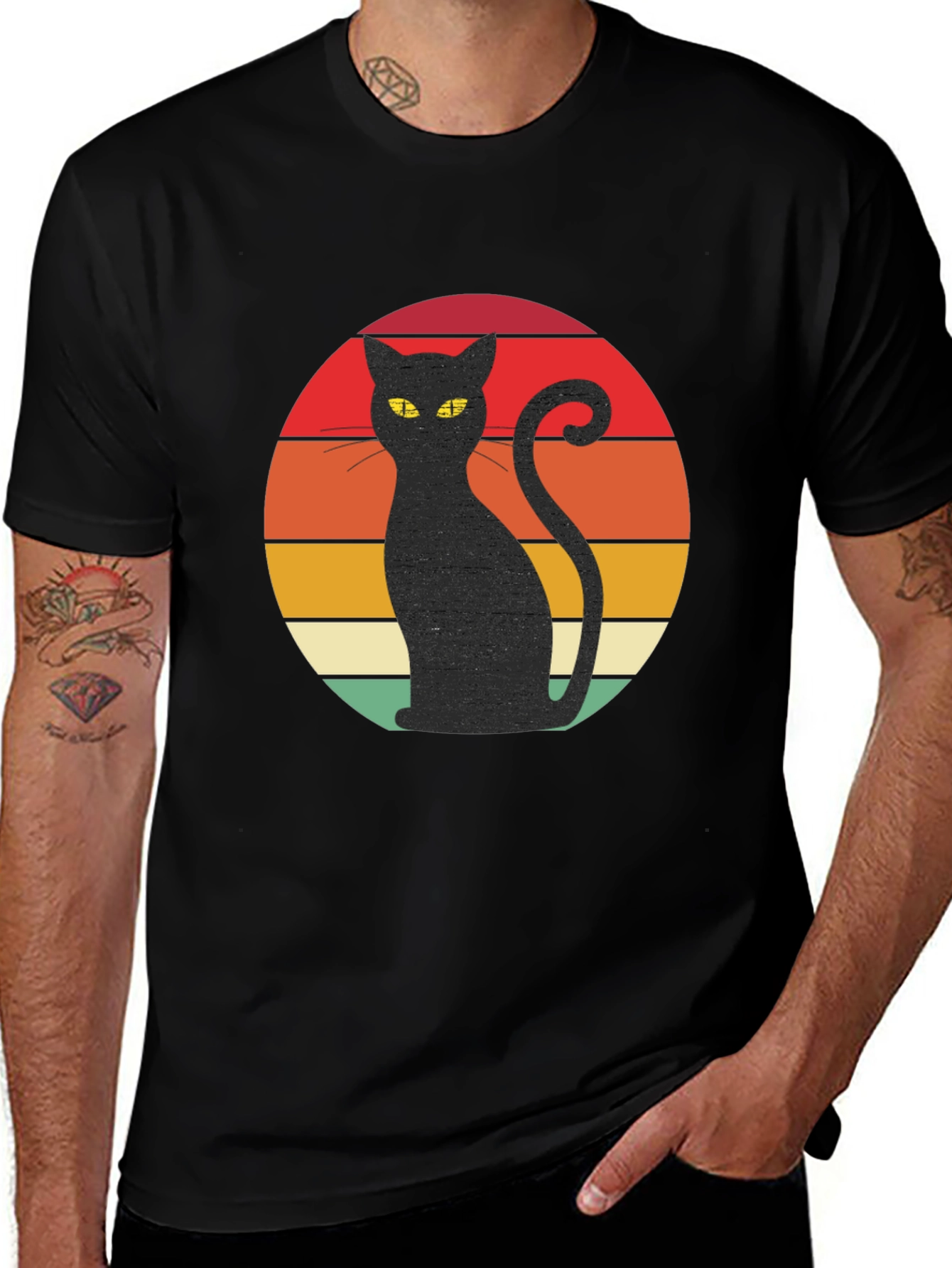 Variant 20 of Retro Cat T-Shirt - Black Cat Silhouette